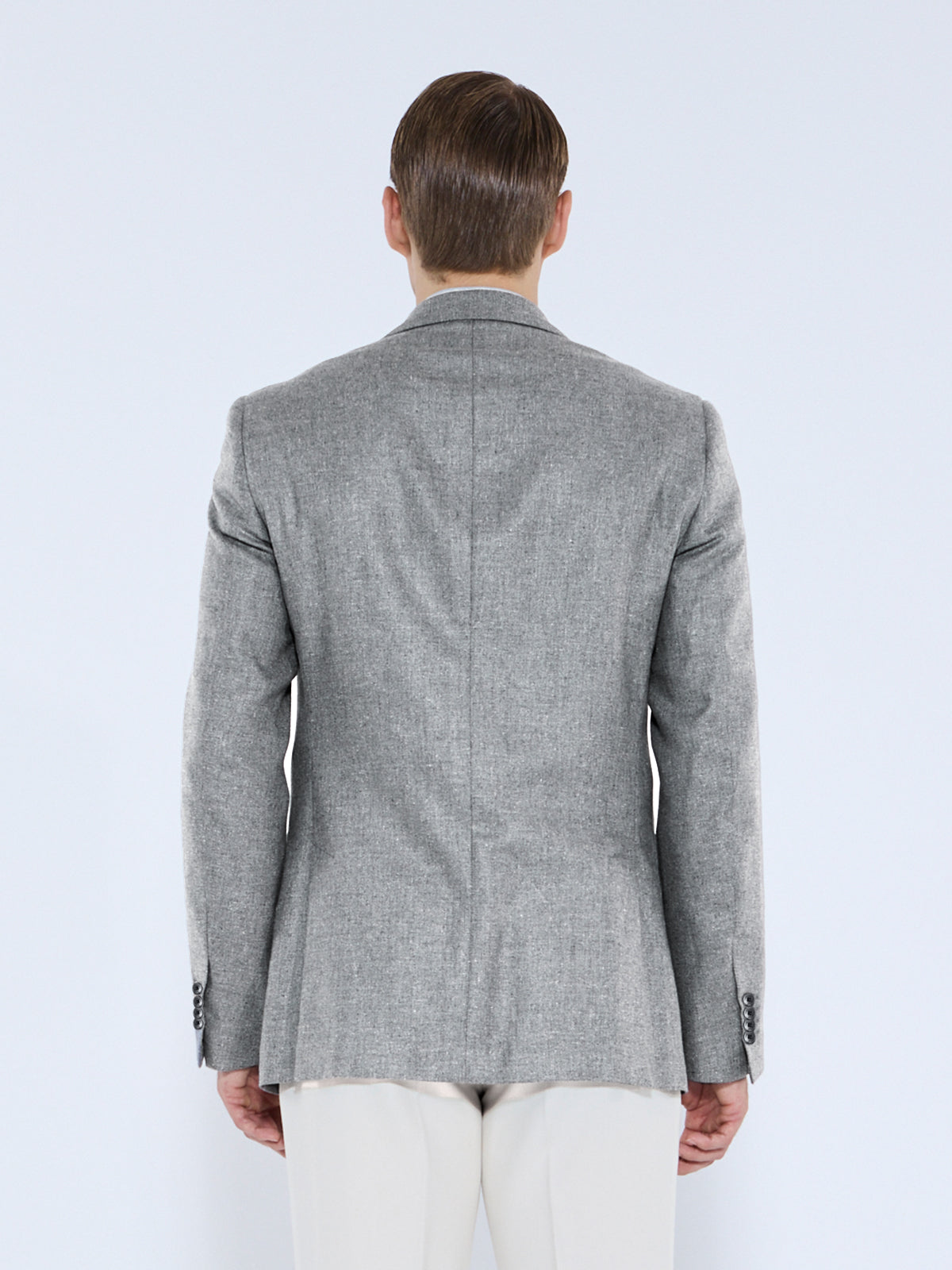 Adria Blazer Silk & Wool Basketweave - Light Grey