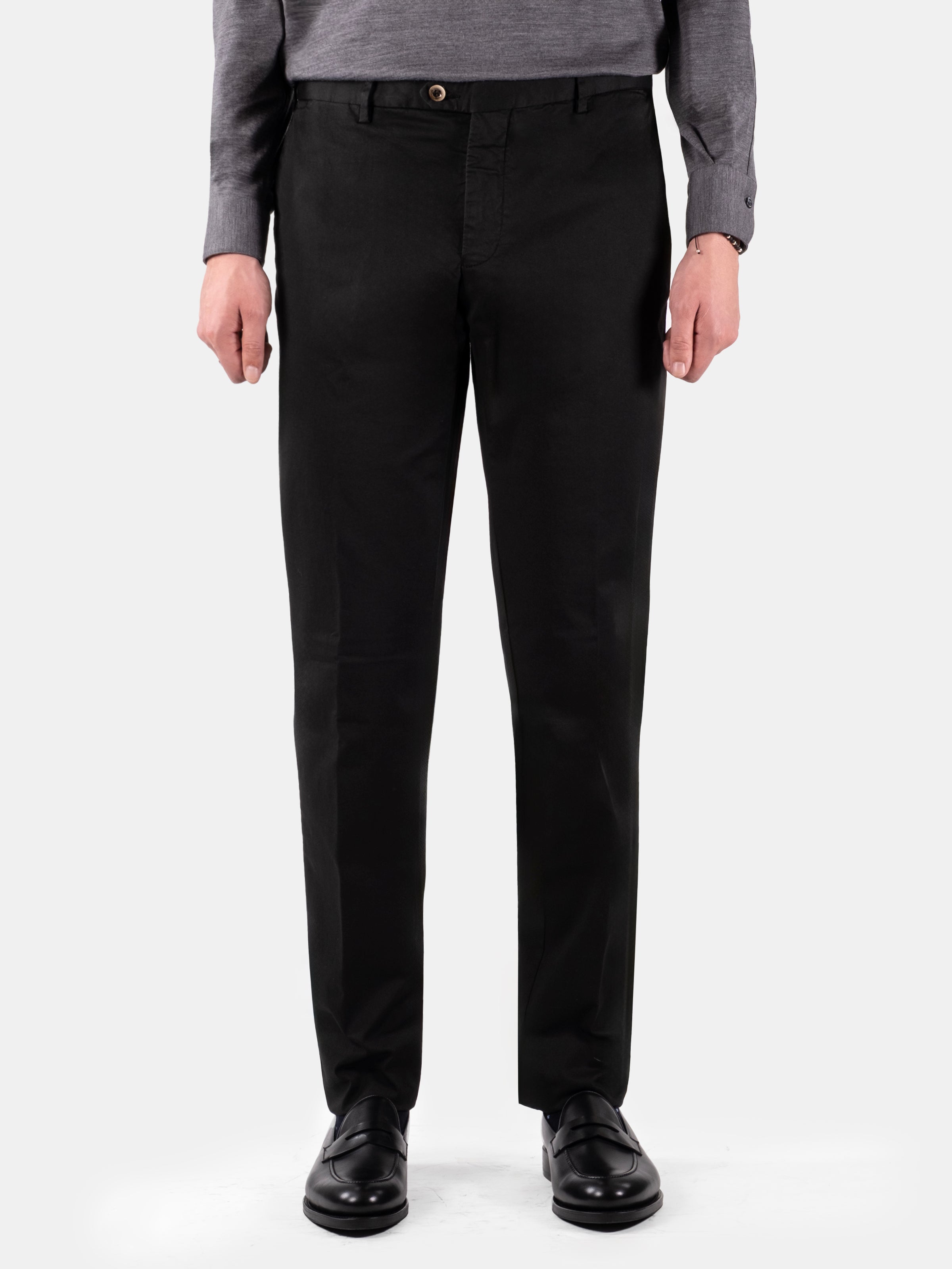 Serata Trouser Cotton Stretch Chino - Black Garment Dyed