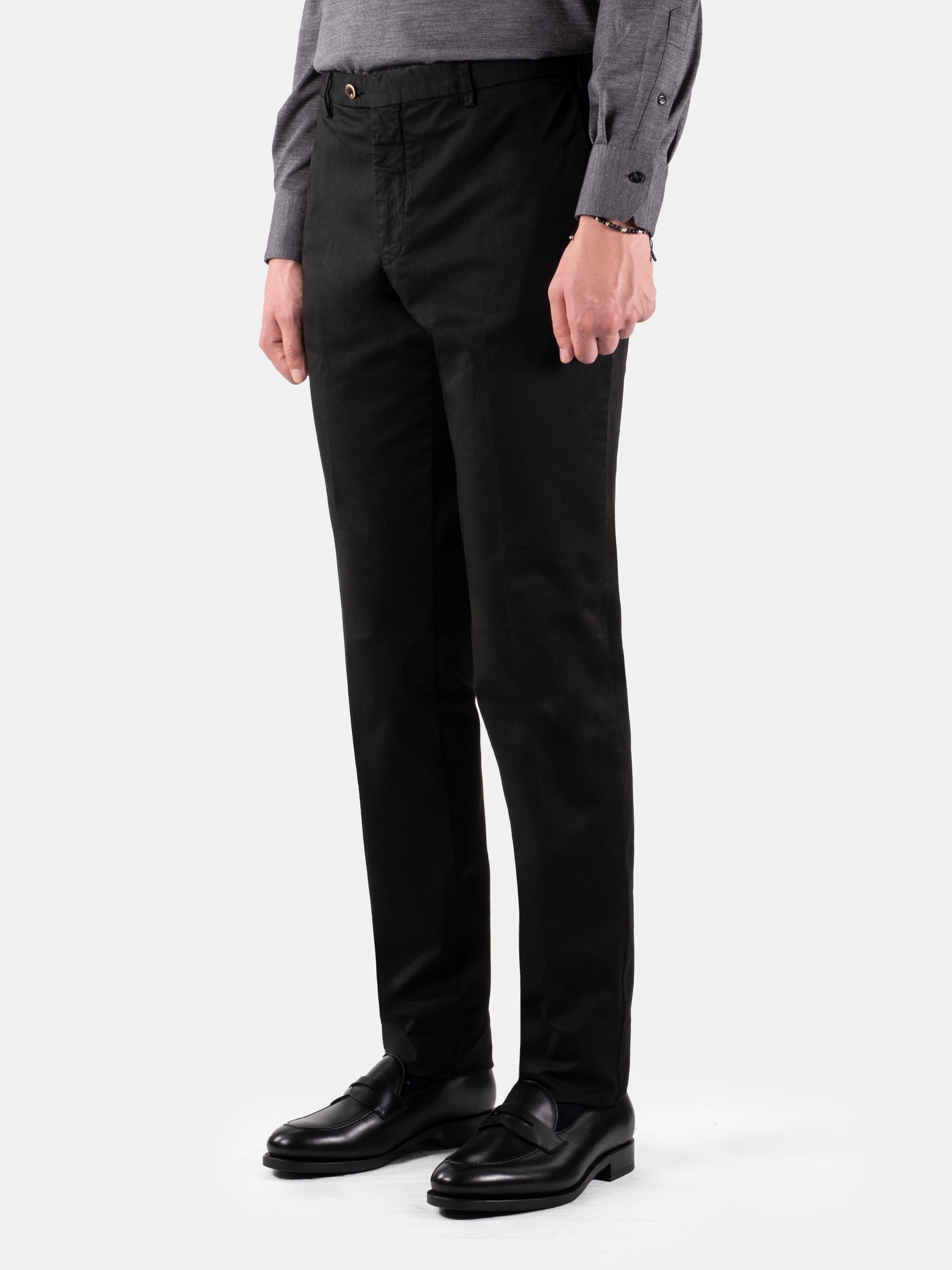 Serata Trouser Cotton Stretch Chino - Black Garment Dyed