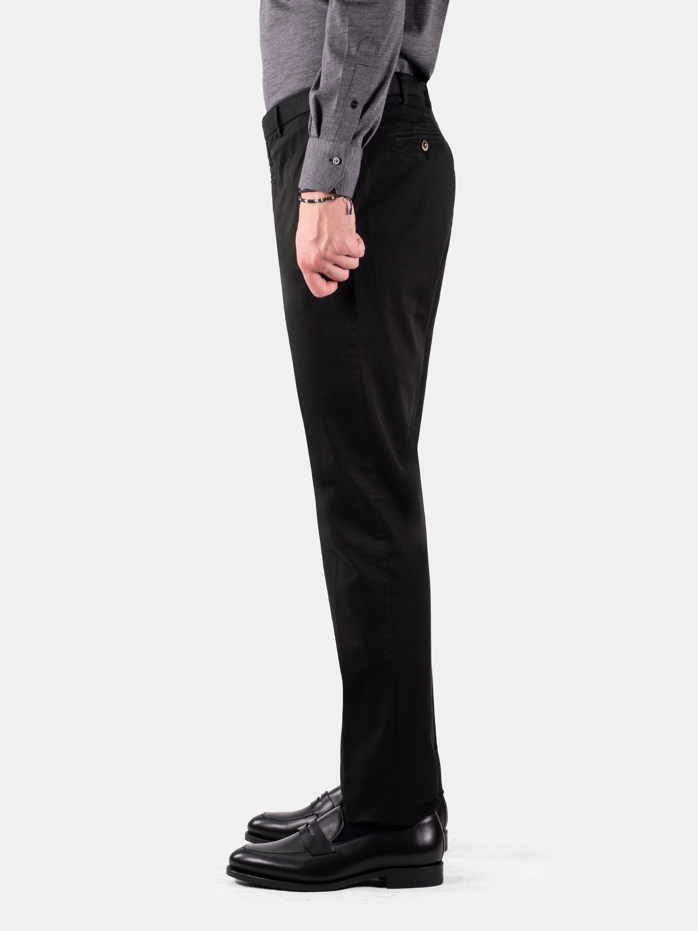Serata Trouser Cotton Stretch Chino - Black Garment Dyed