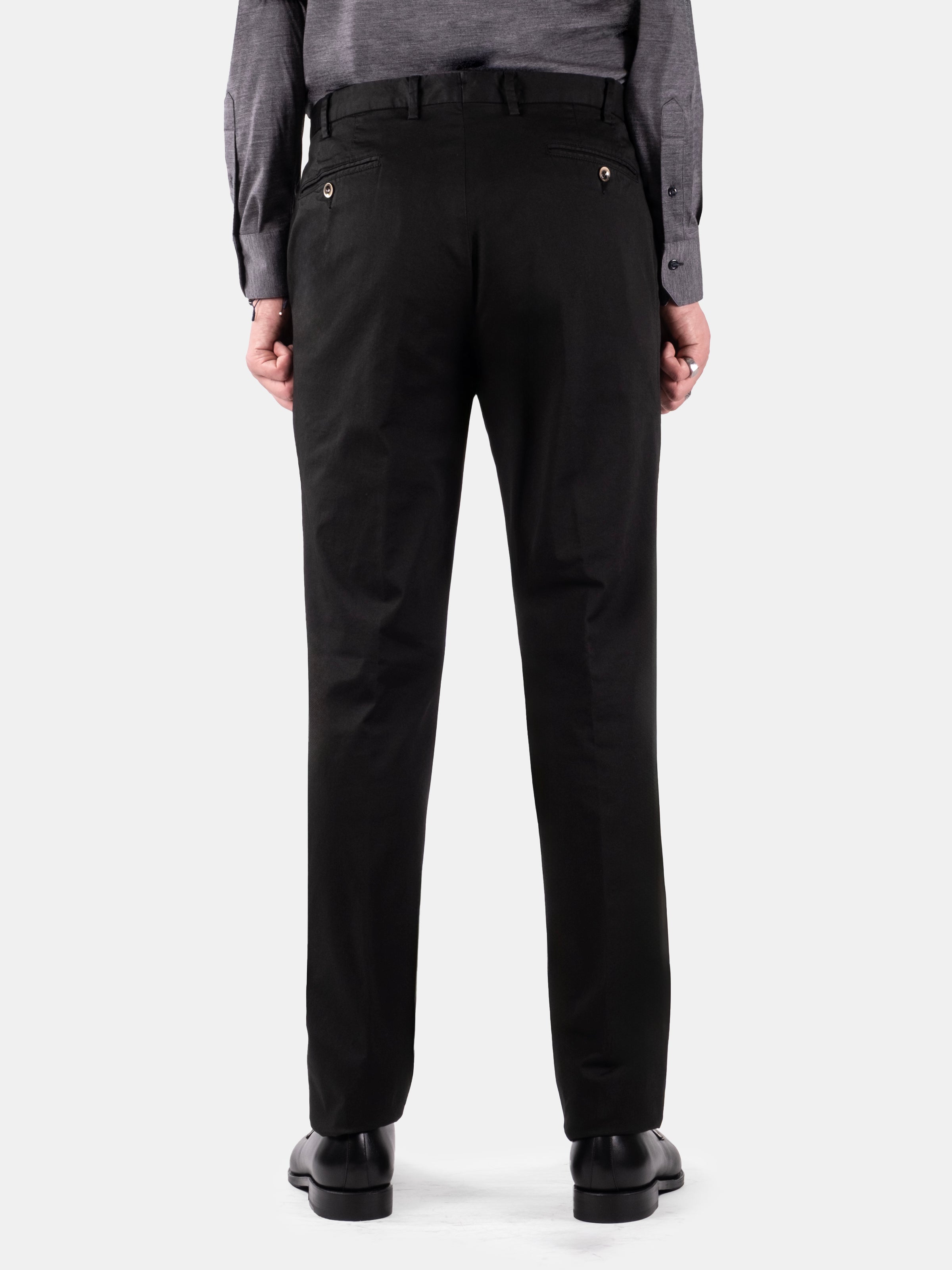 Serata Trouser Cotton Stretch Chino - Black Garment Dyed