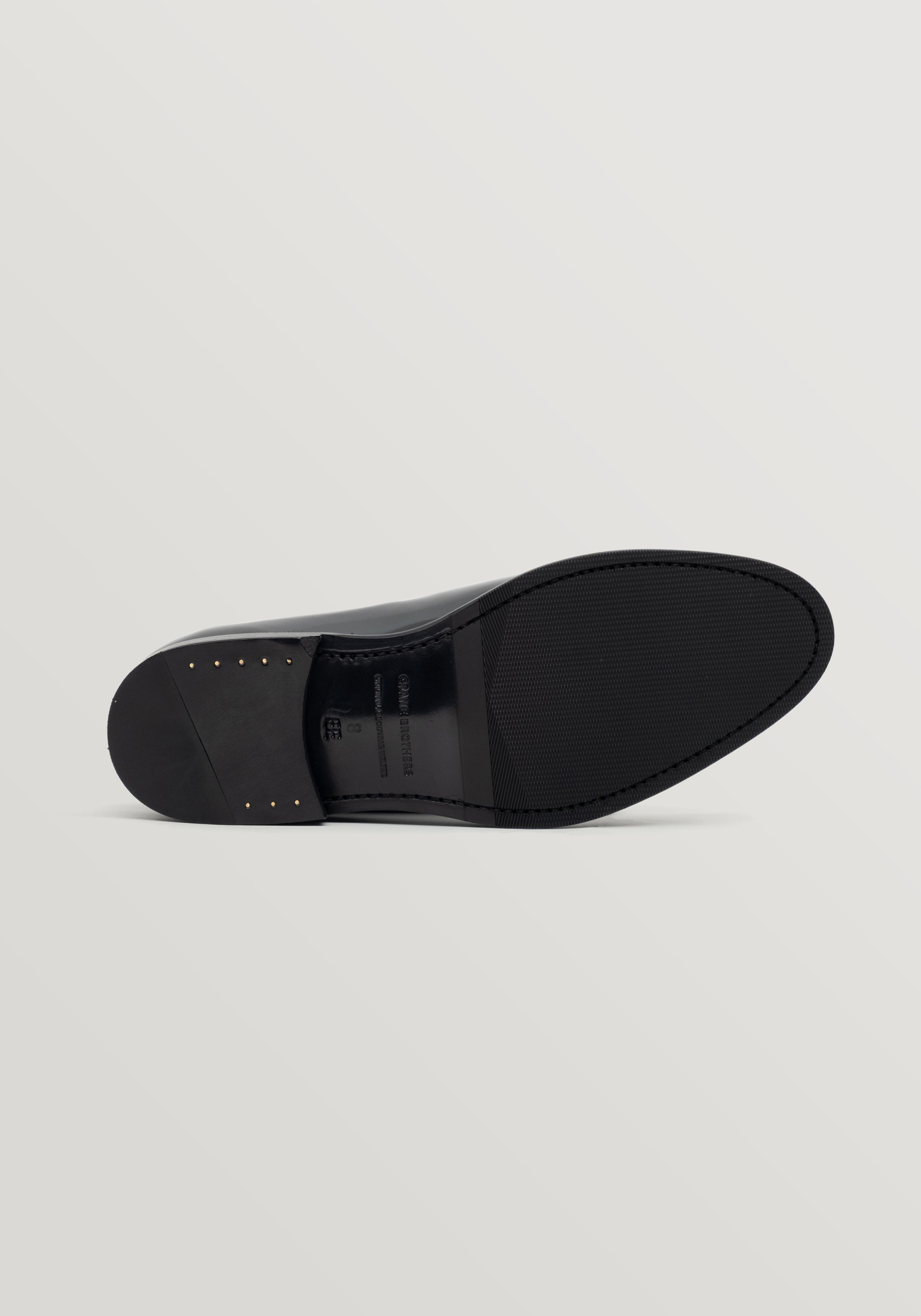 Patent Leather Whole Cut Oxford Shoe - Black