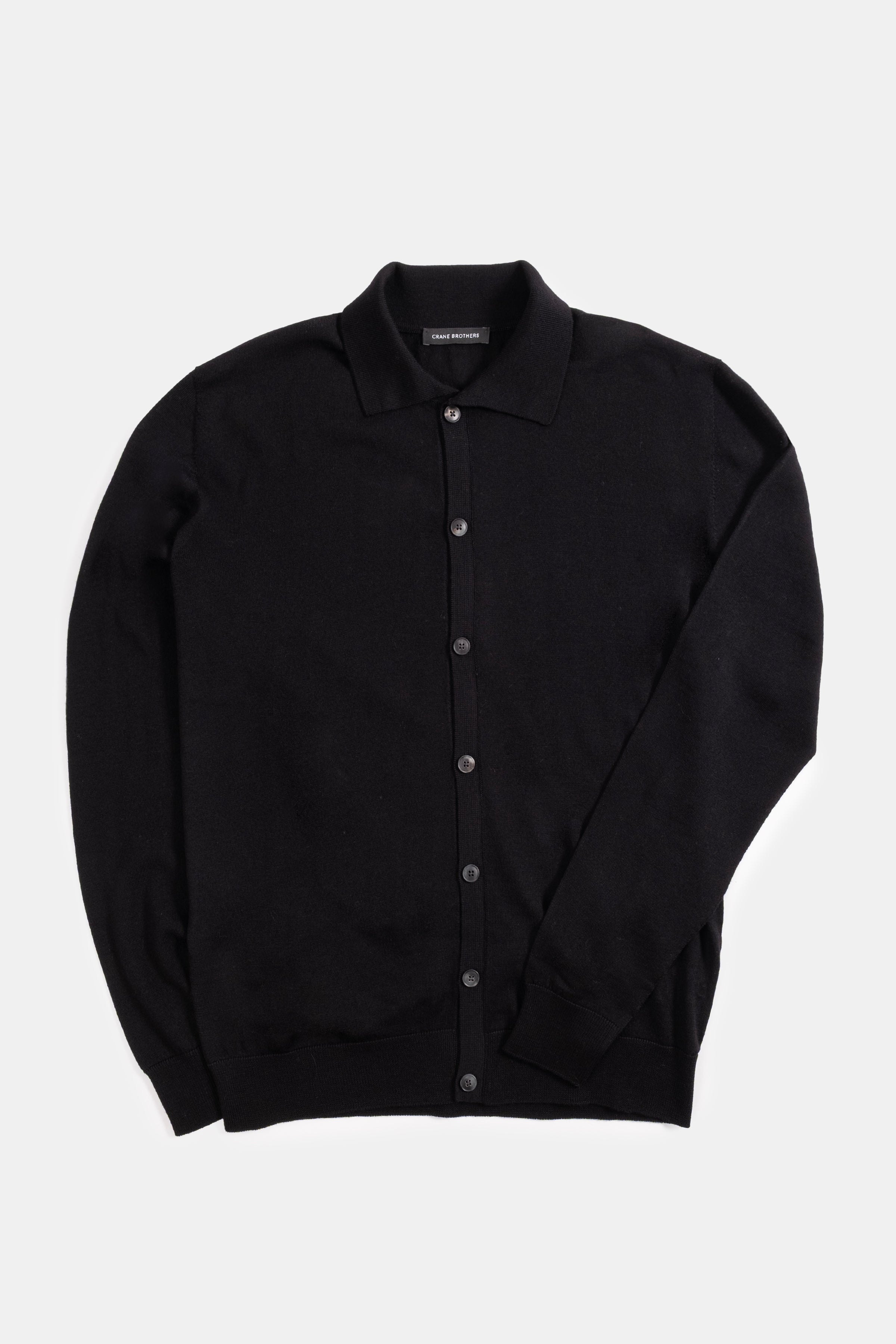 Lightweight Merino Collared Cardigan - Coal