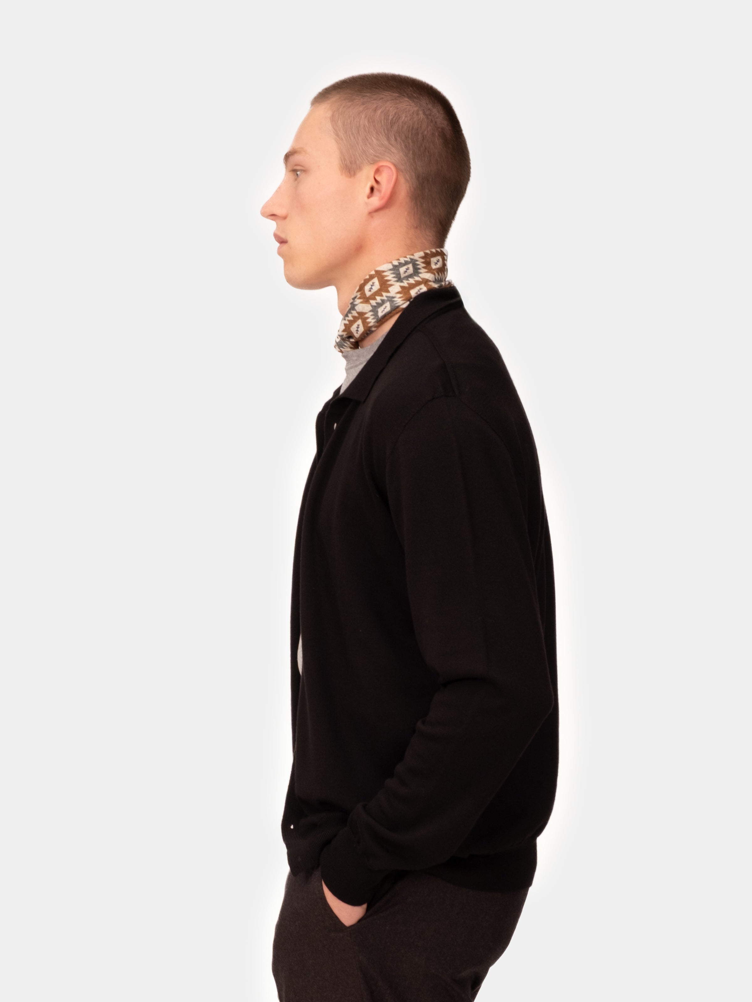 Lightweight Merino Collared Cardigan - Coal
