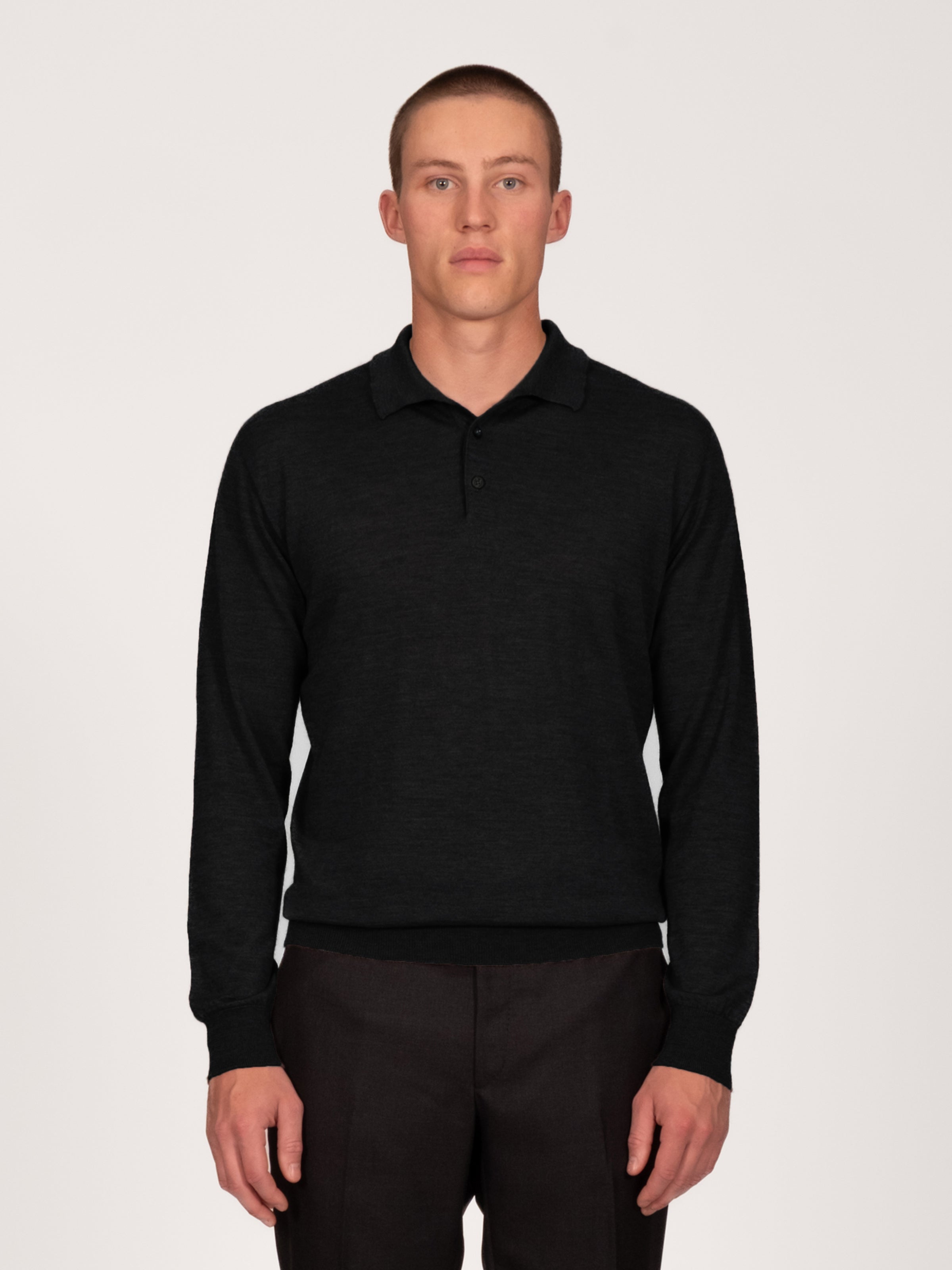 Lightweight Merino Polo - Black