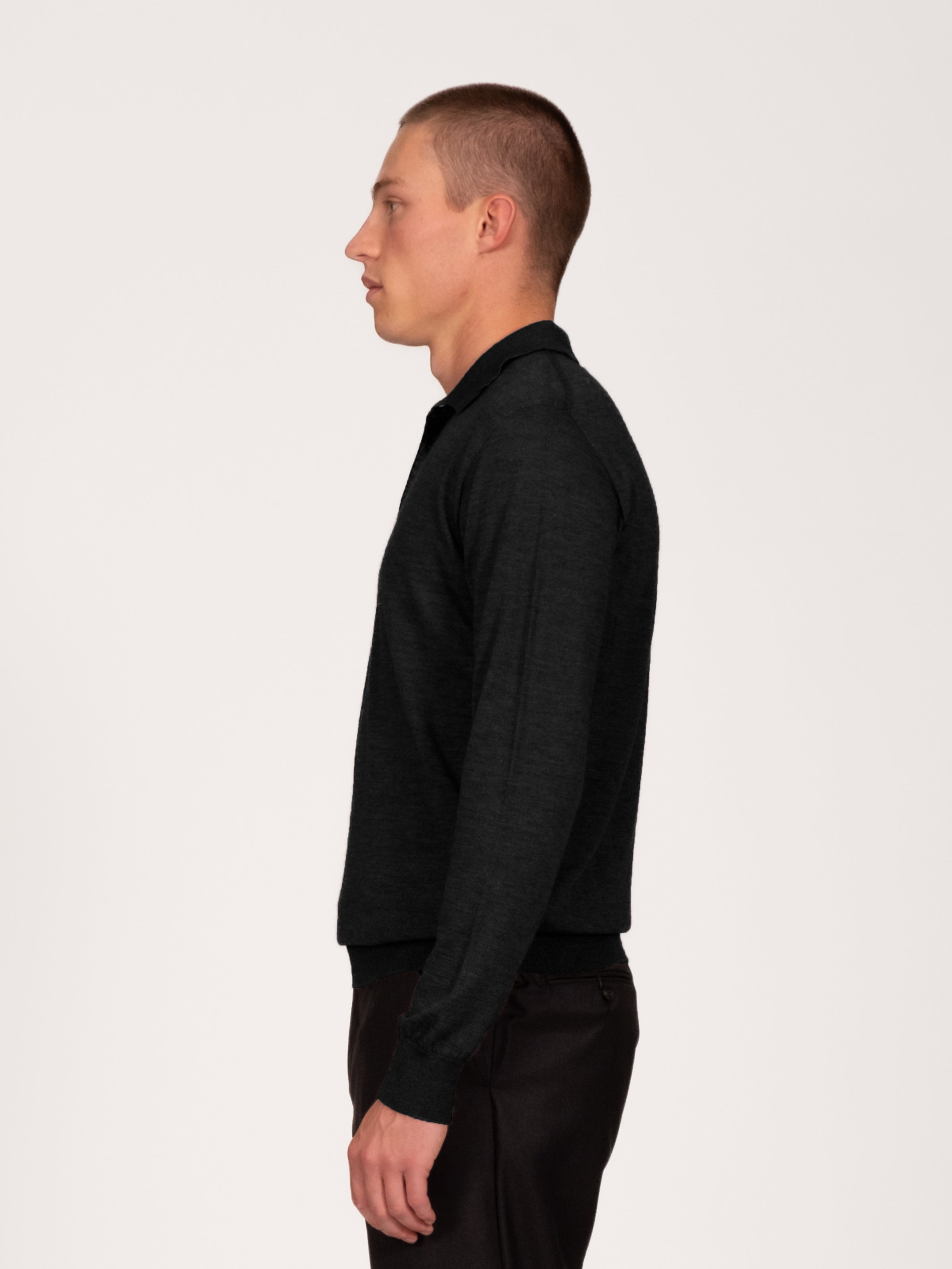 Lightweight Merino Polo - Black