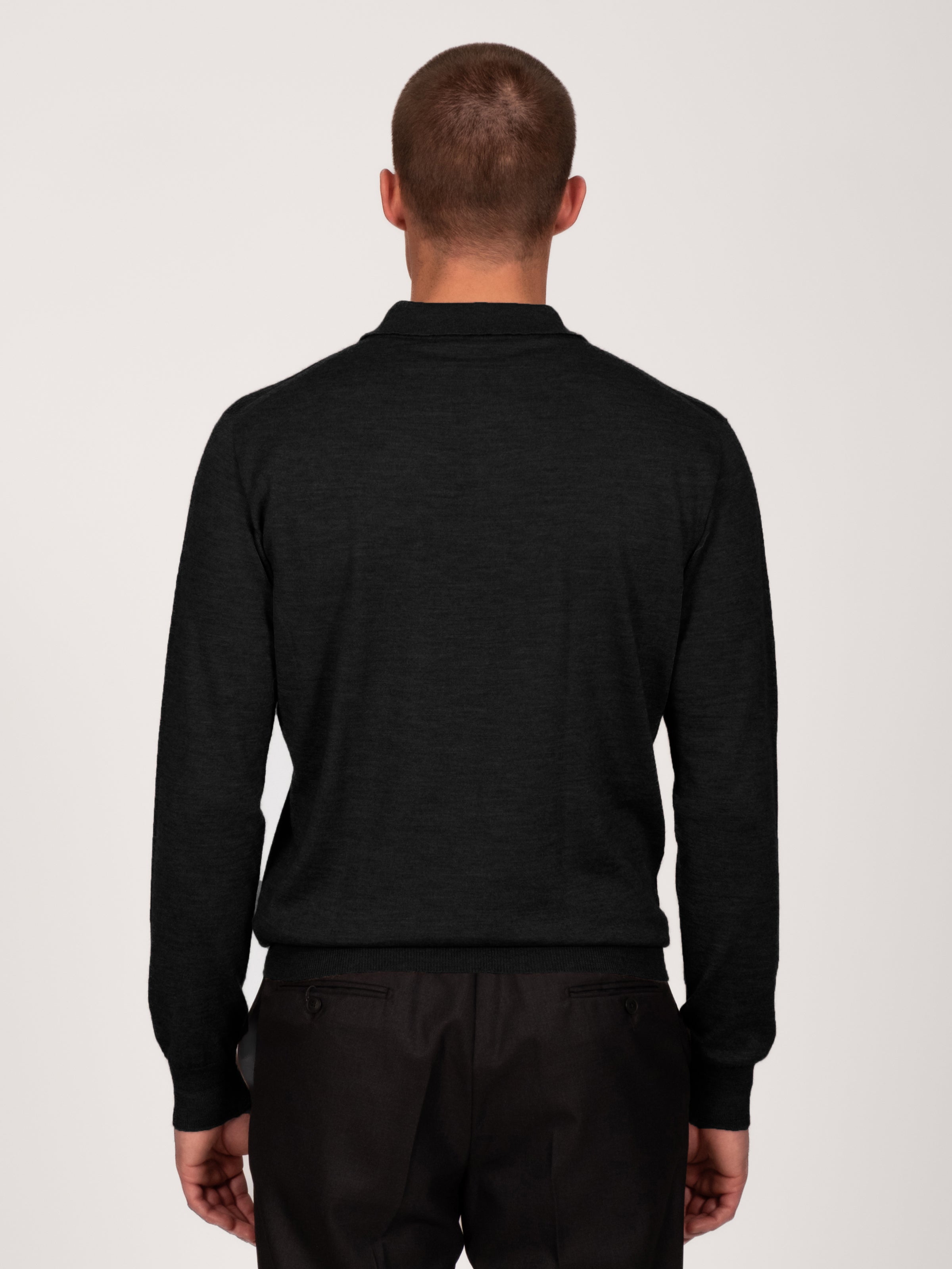 Lightweight Merino Polo - Black