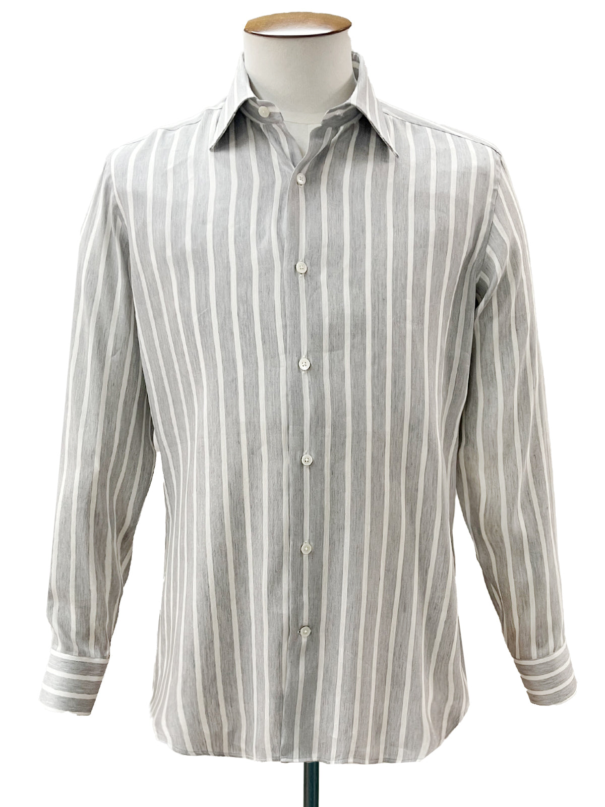 Schist & White Bengal Stripe Linen Shirt - Lucky Last