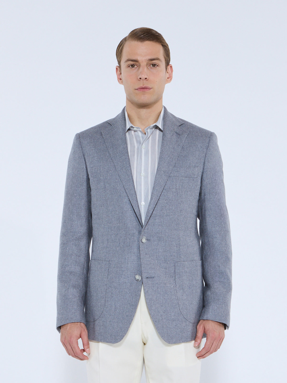 Schist & White Bengal Stripe Linen Shirt - Lucky Last