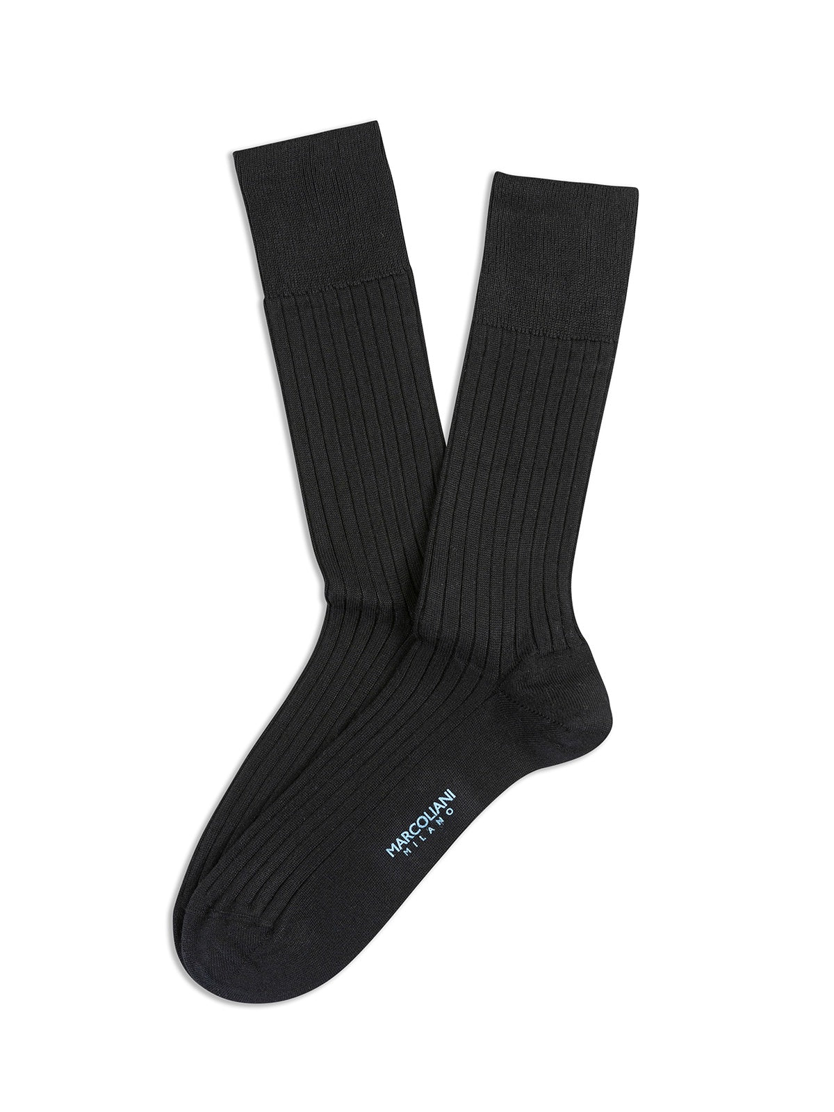 Marcoliani Mousse of Modal Black Ribbed Socks