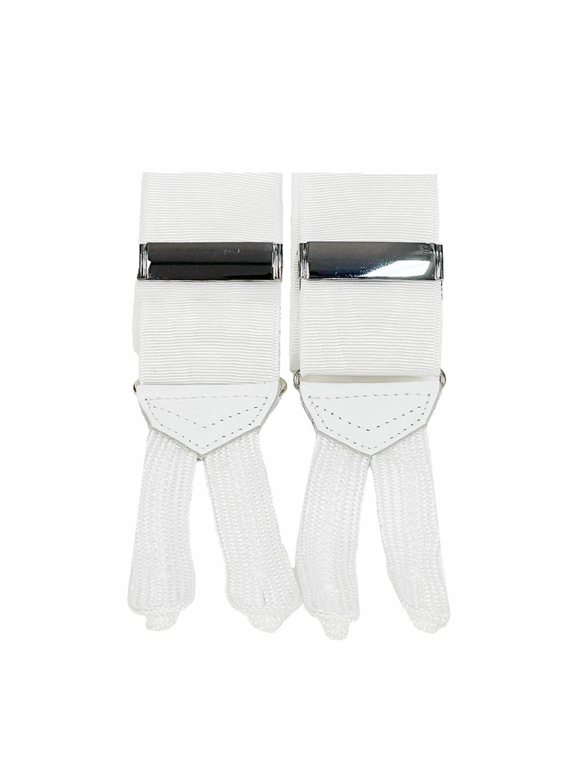 White Silk Moire Braces With Braid Ends