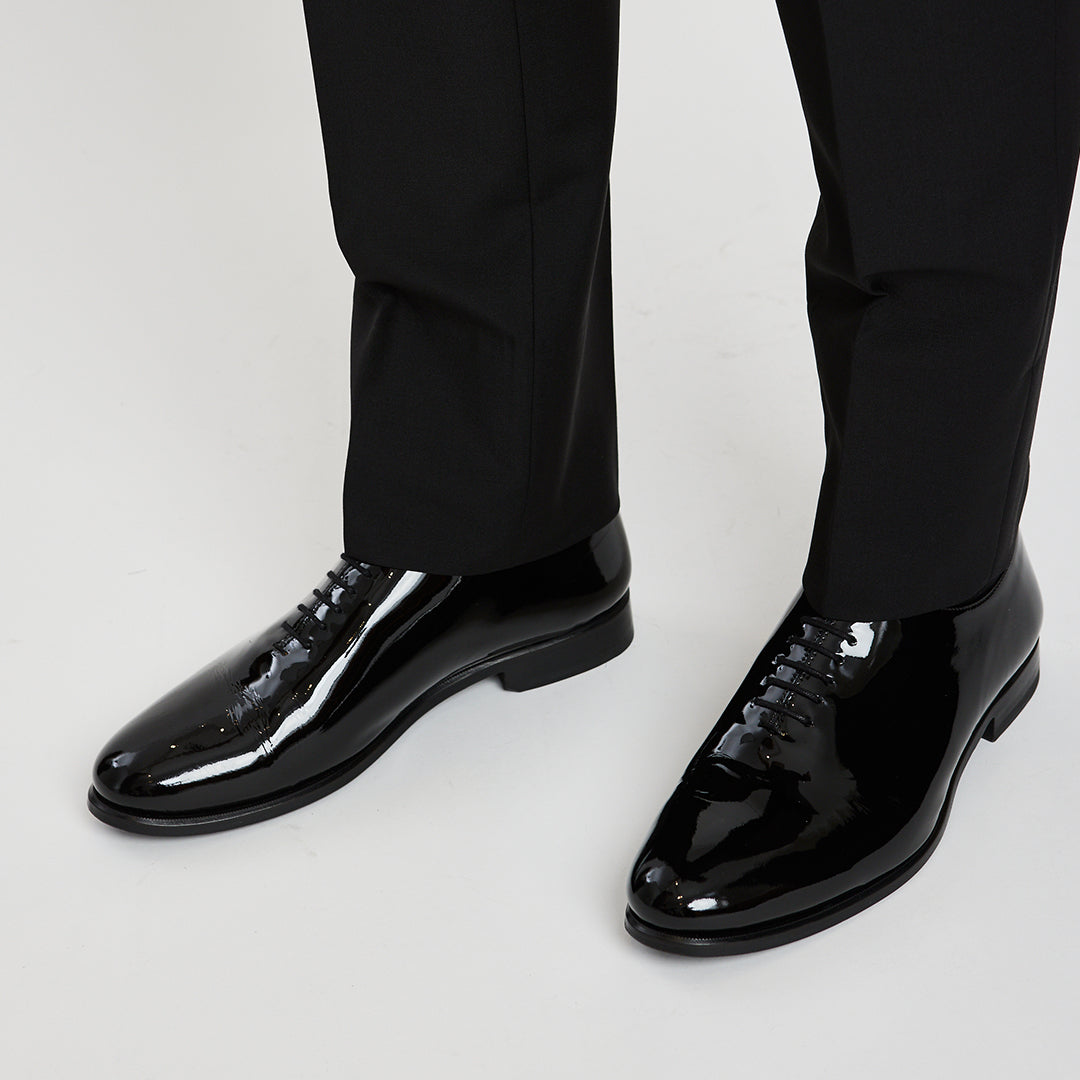 Black Patent Leather Whole Cut Oxford Shoe