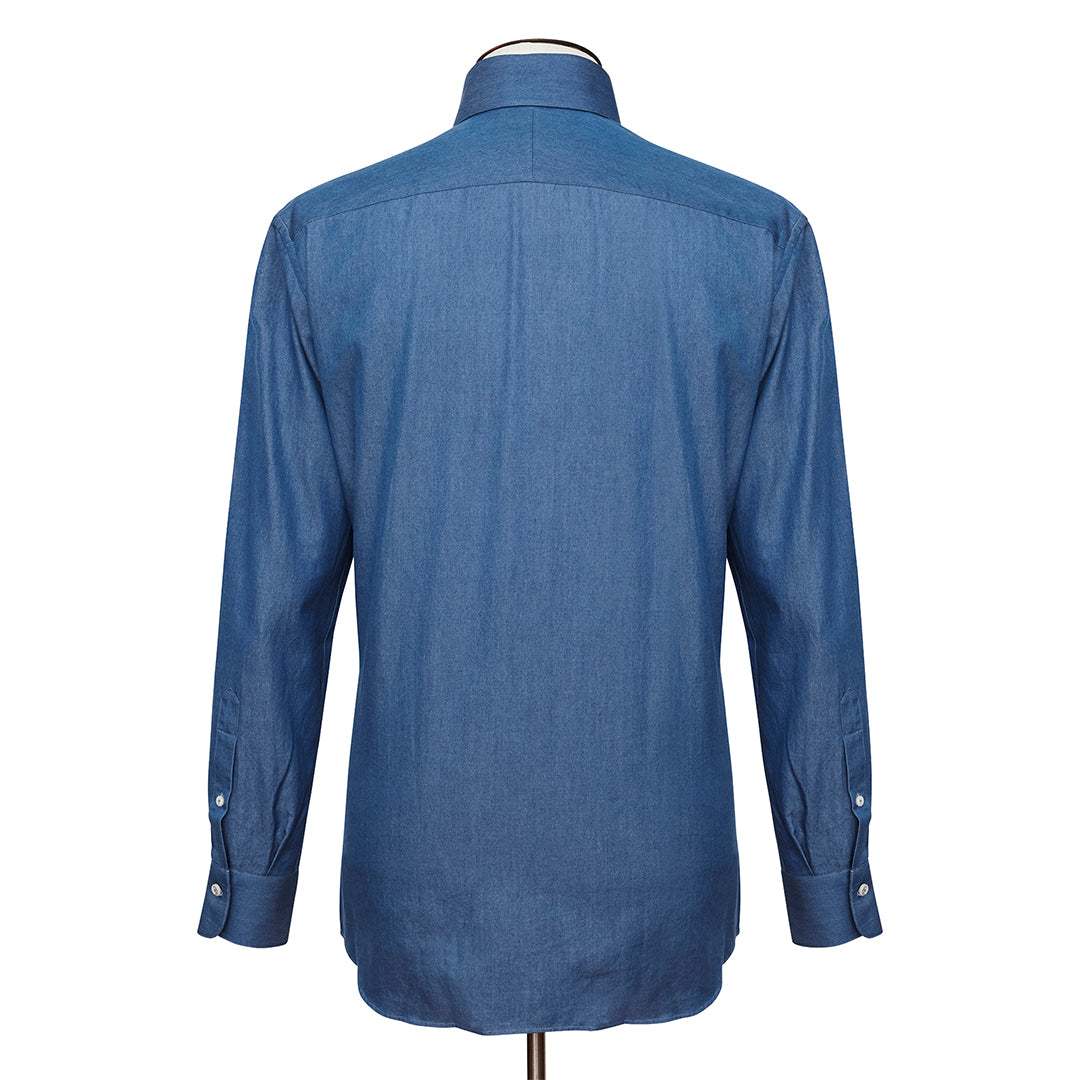 Mid Blue Denim Button-Down Shirt