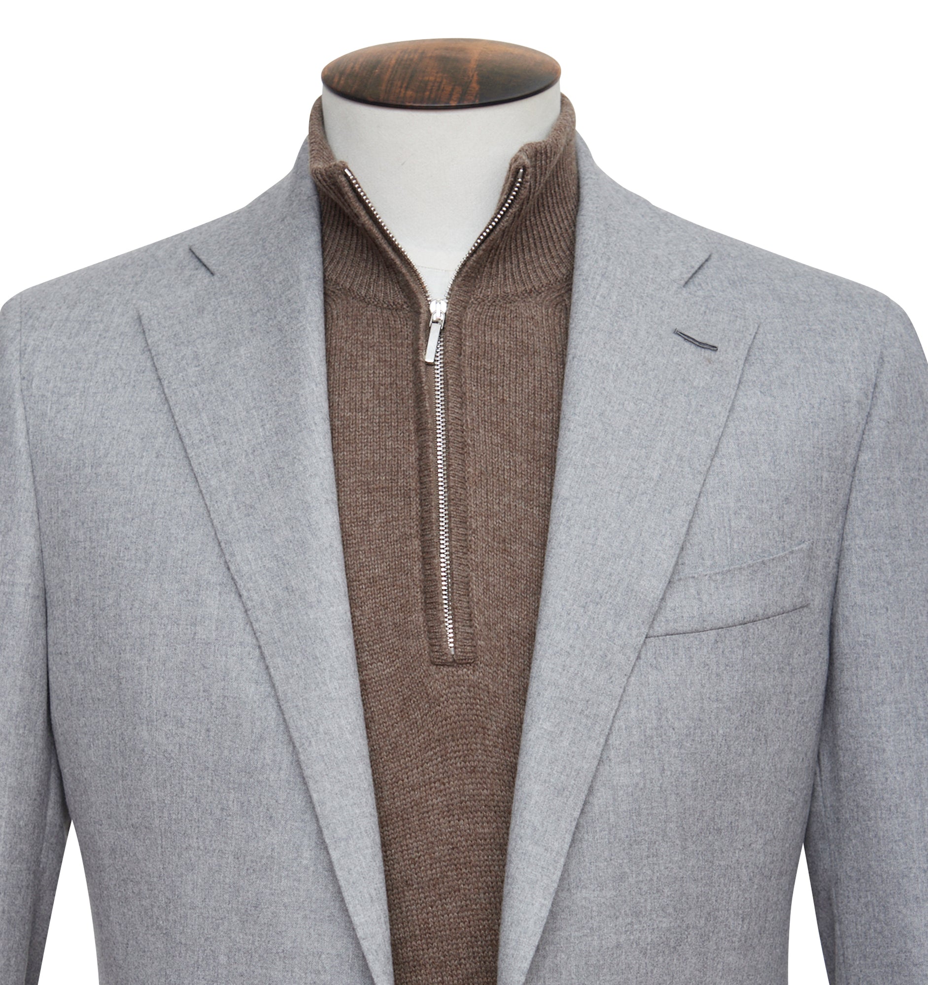 Light Grey Lambswool Flannel Blazer - LUCKY LAST