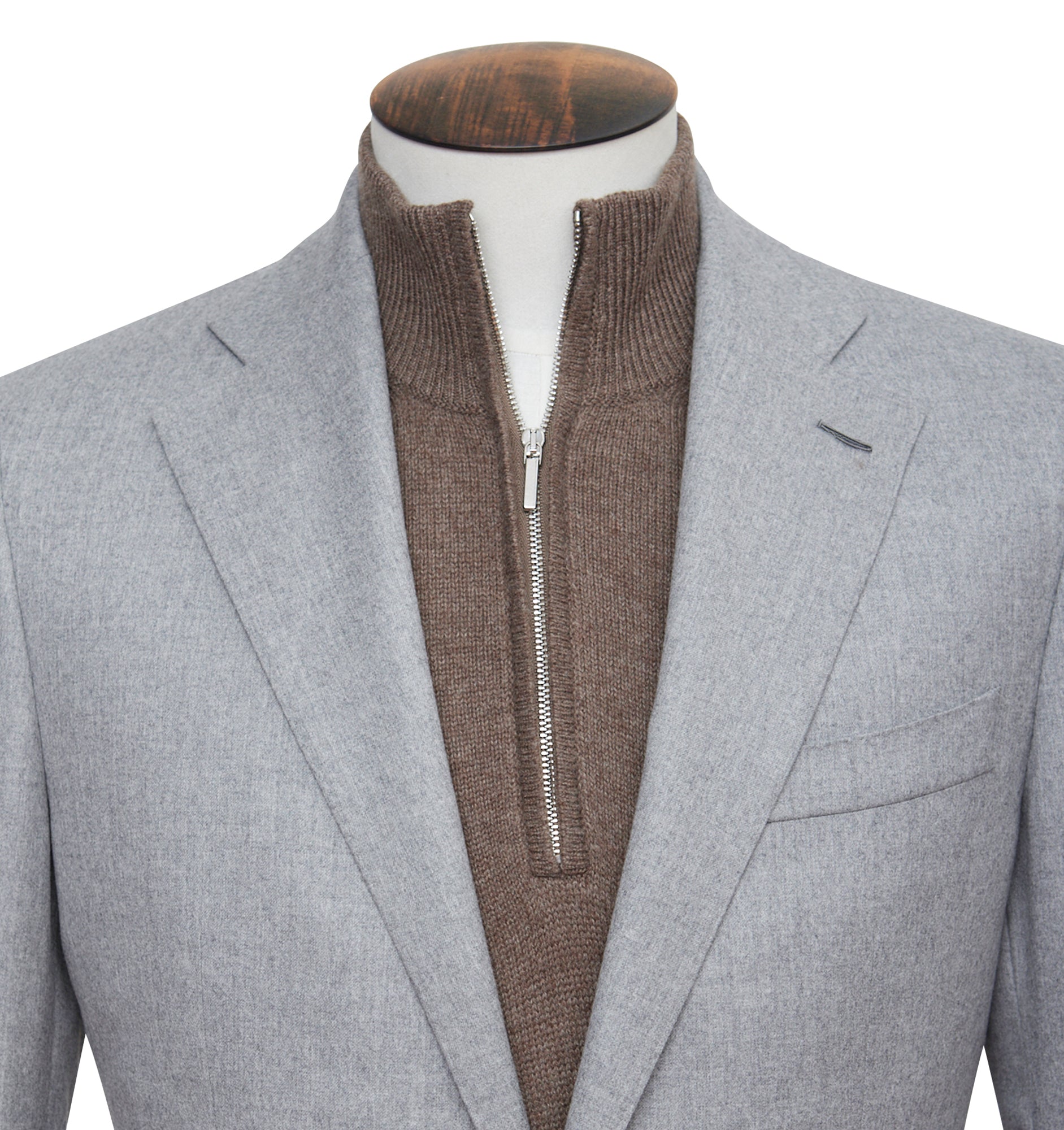 Light Grey Lambswool Flannel Blazer - LUCKY LAST