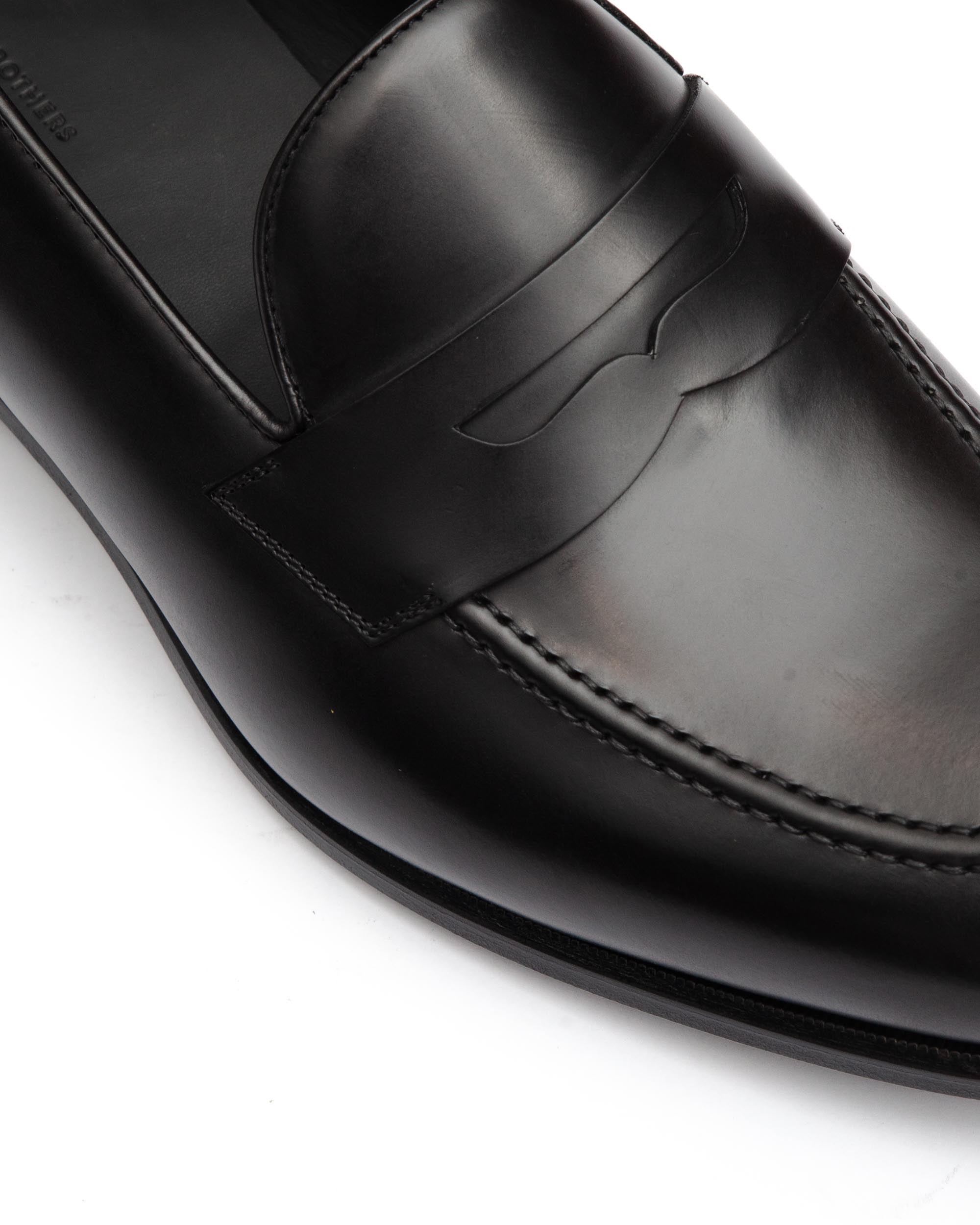 Polished Black Calf Leather Penny Loafer
