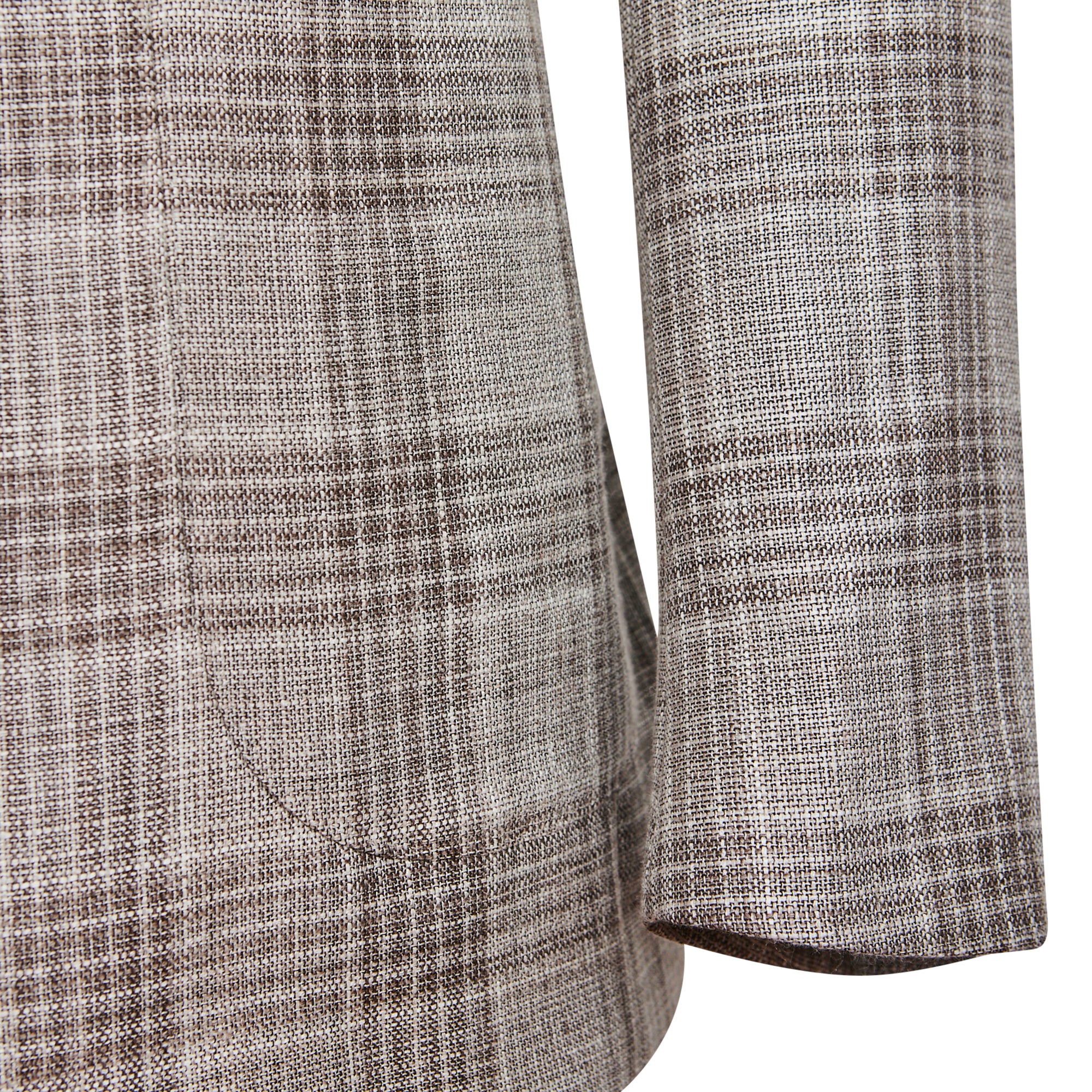 Medici Blazer - Taupe Wool, Silk & Linen with Brown Check