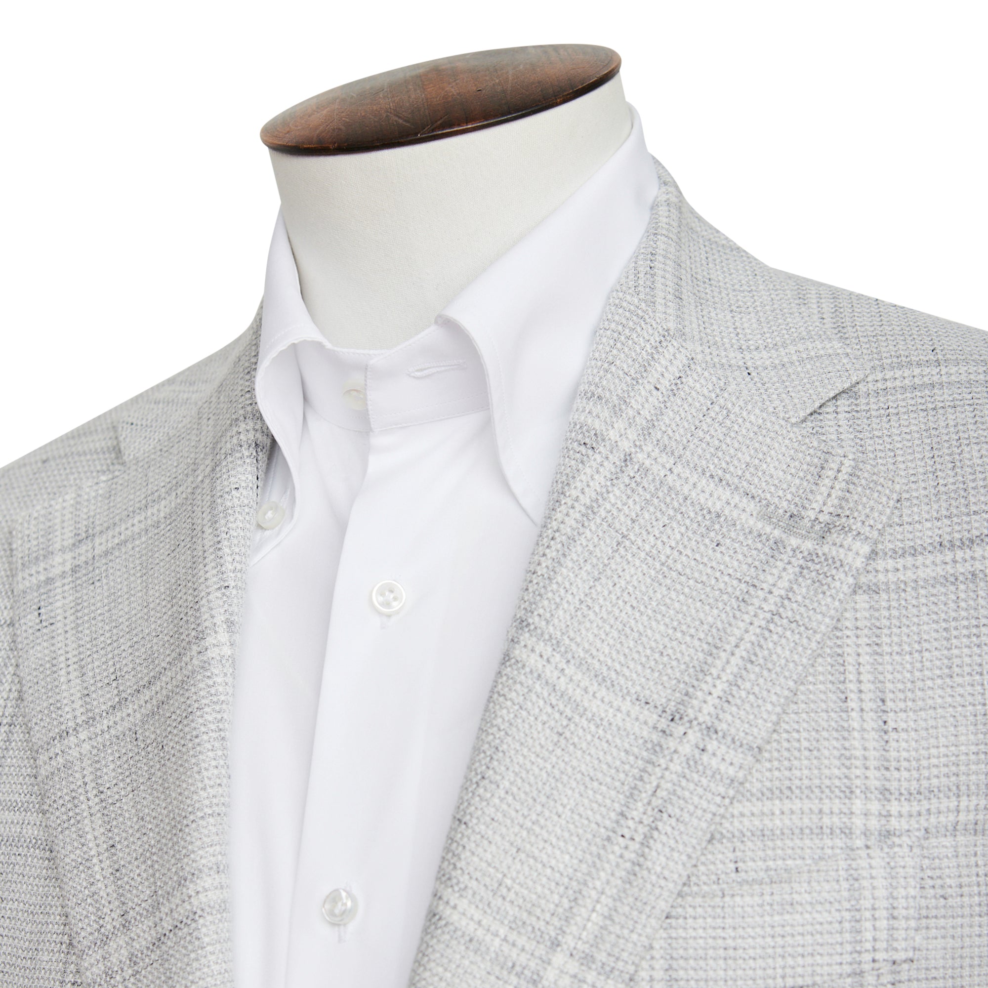 Scala Blazer - Bone Linen & Wool with Grey Check