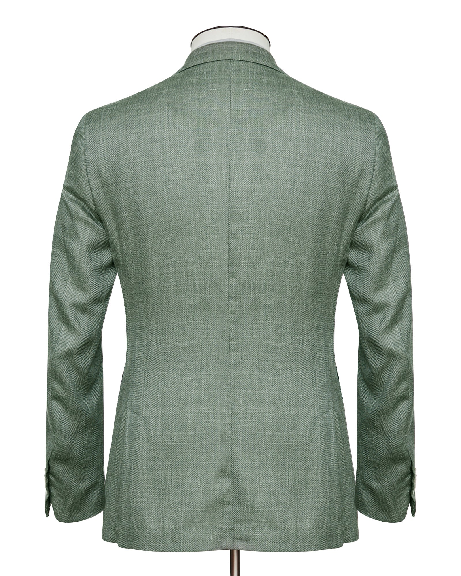 Medici Blazer - Green Wool, Silk & Linen Herringbone