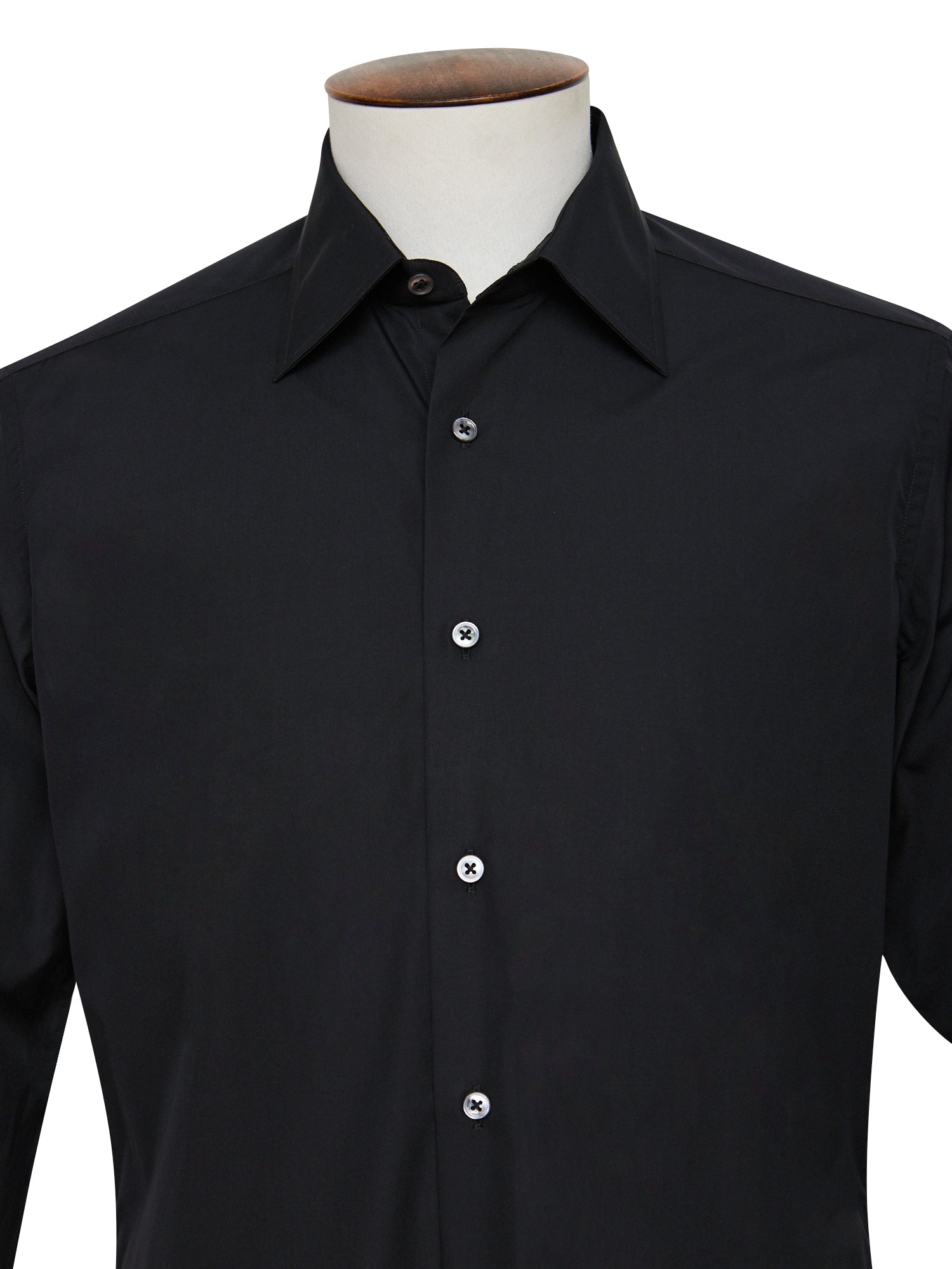 Black Poplin Spread Collar Shirt