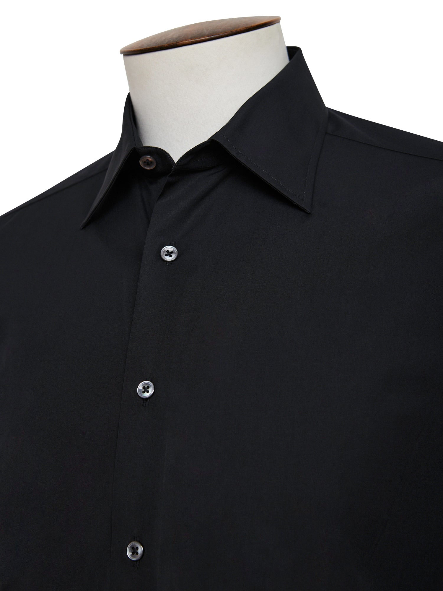 Black Spread Collar Slim Shirt