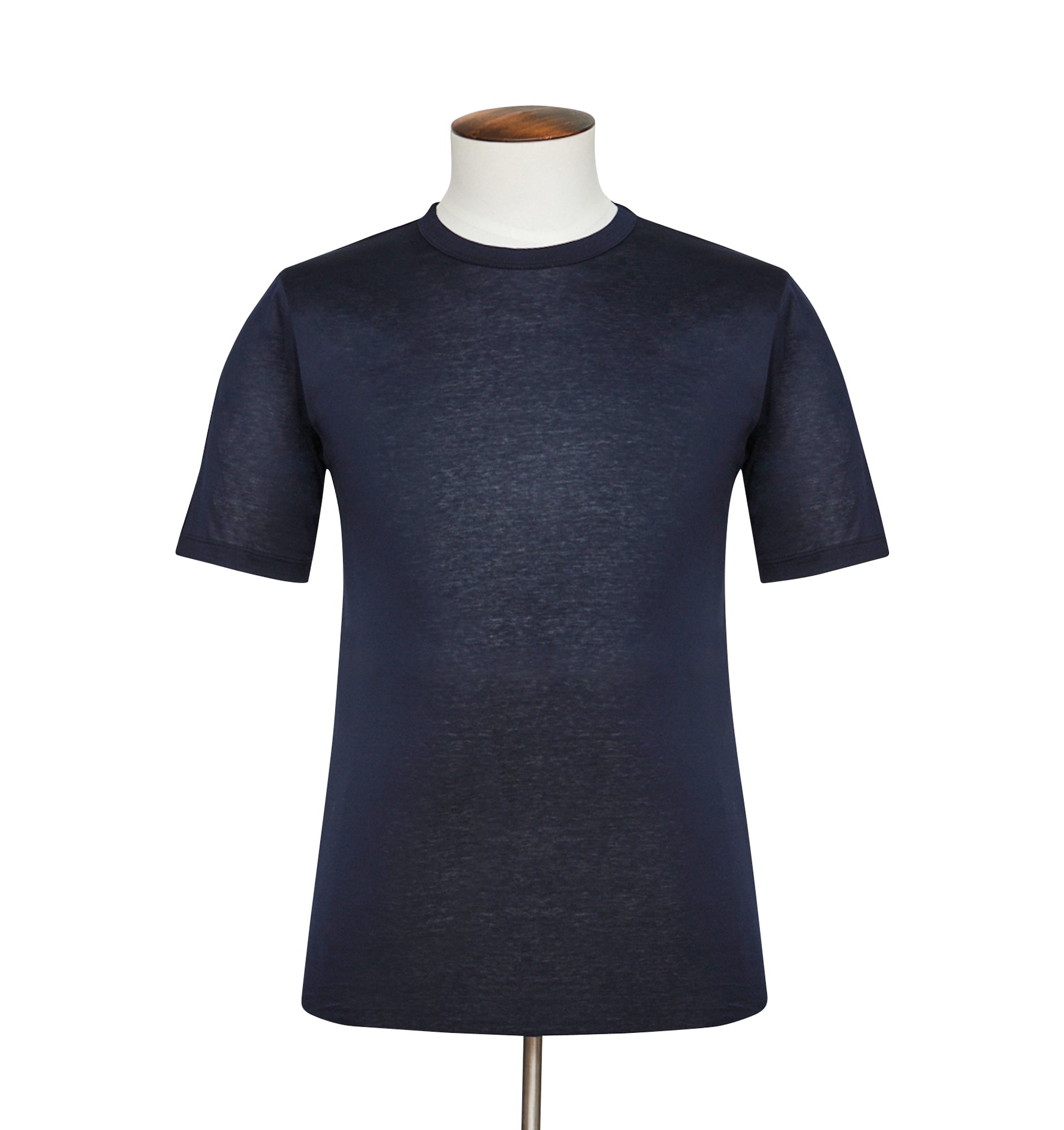 Bresciani Navy Fitted Cotton Tee