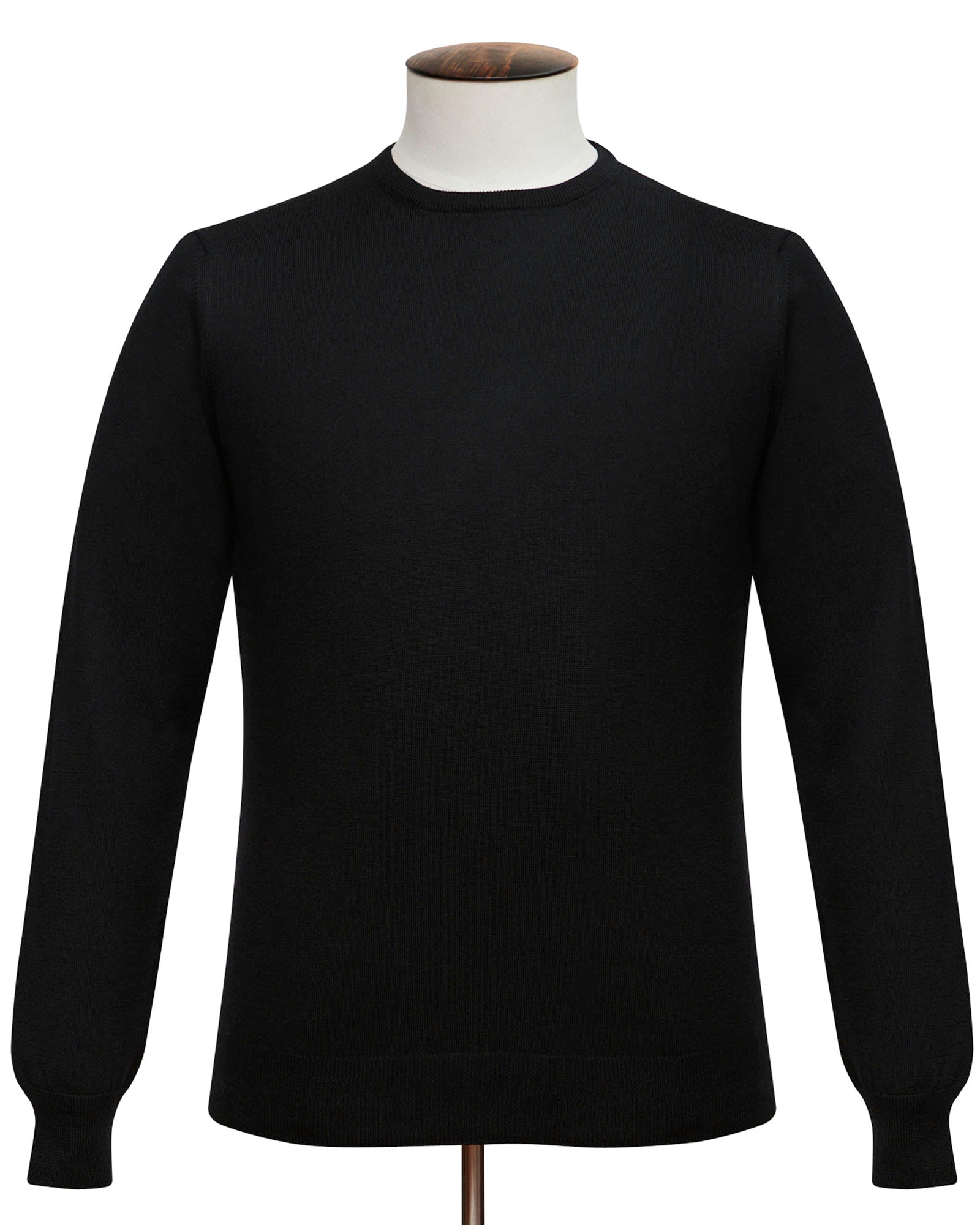 Black Merino Wool Crew Neck Sweater