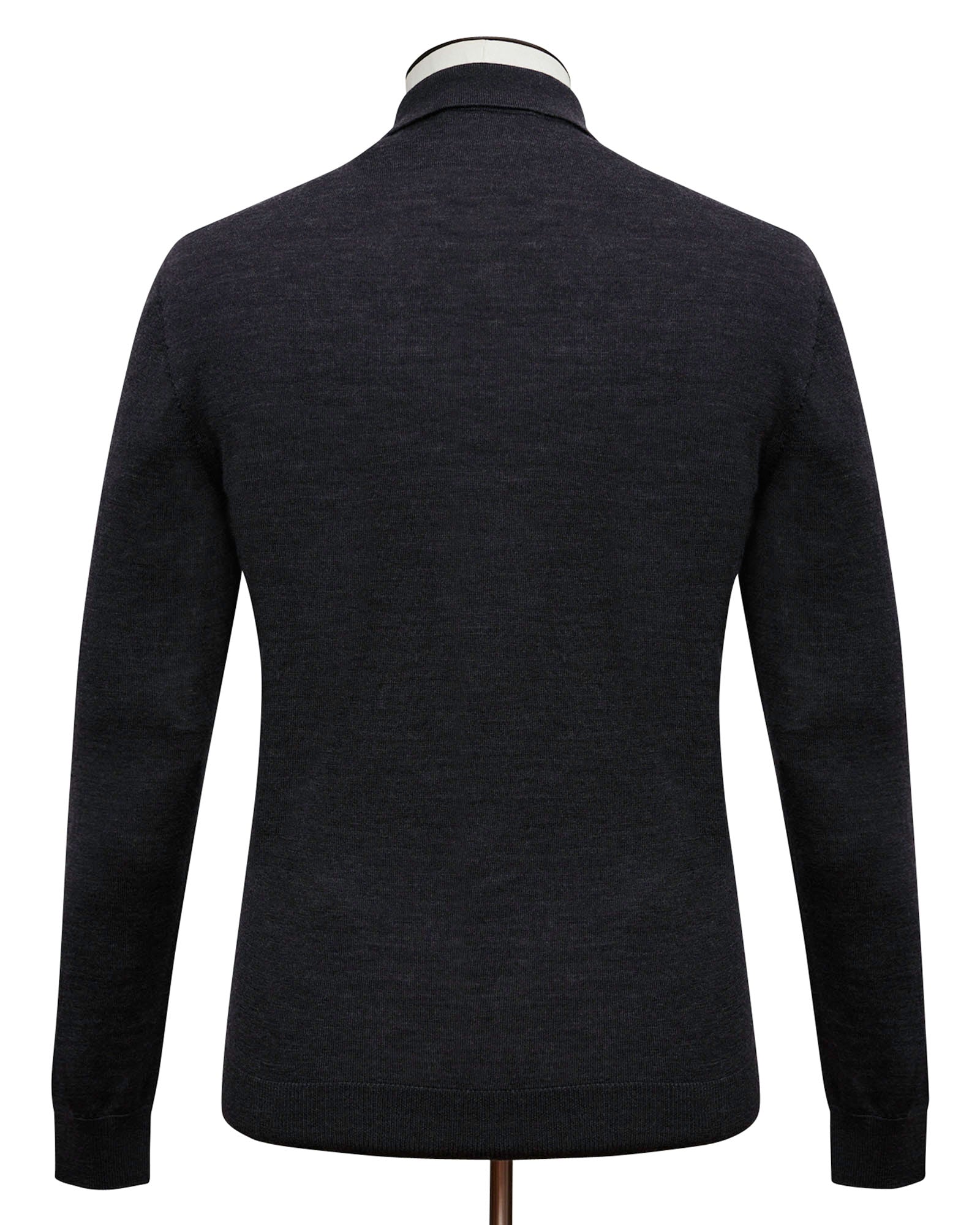 Charcoal Melange Fine Merino Half Zip Polo Sweater