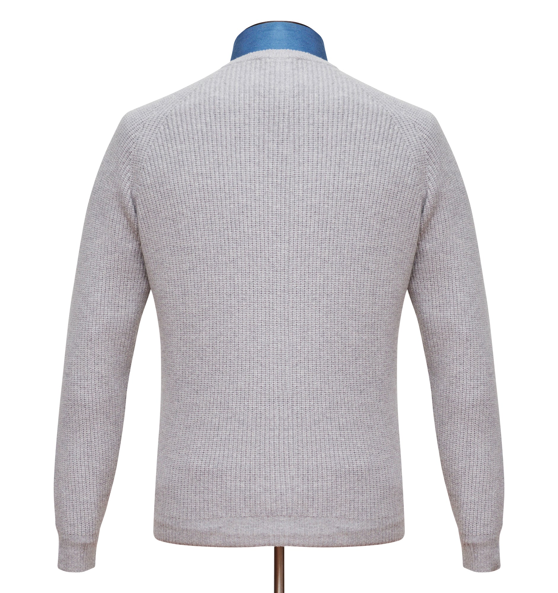 Grey Melange Wool Cashmere Crew Neck Sweater