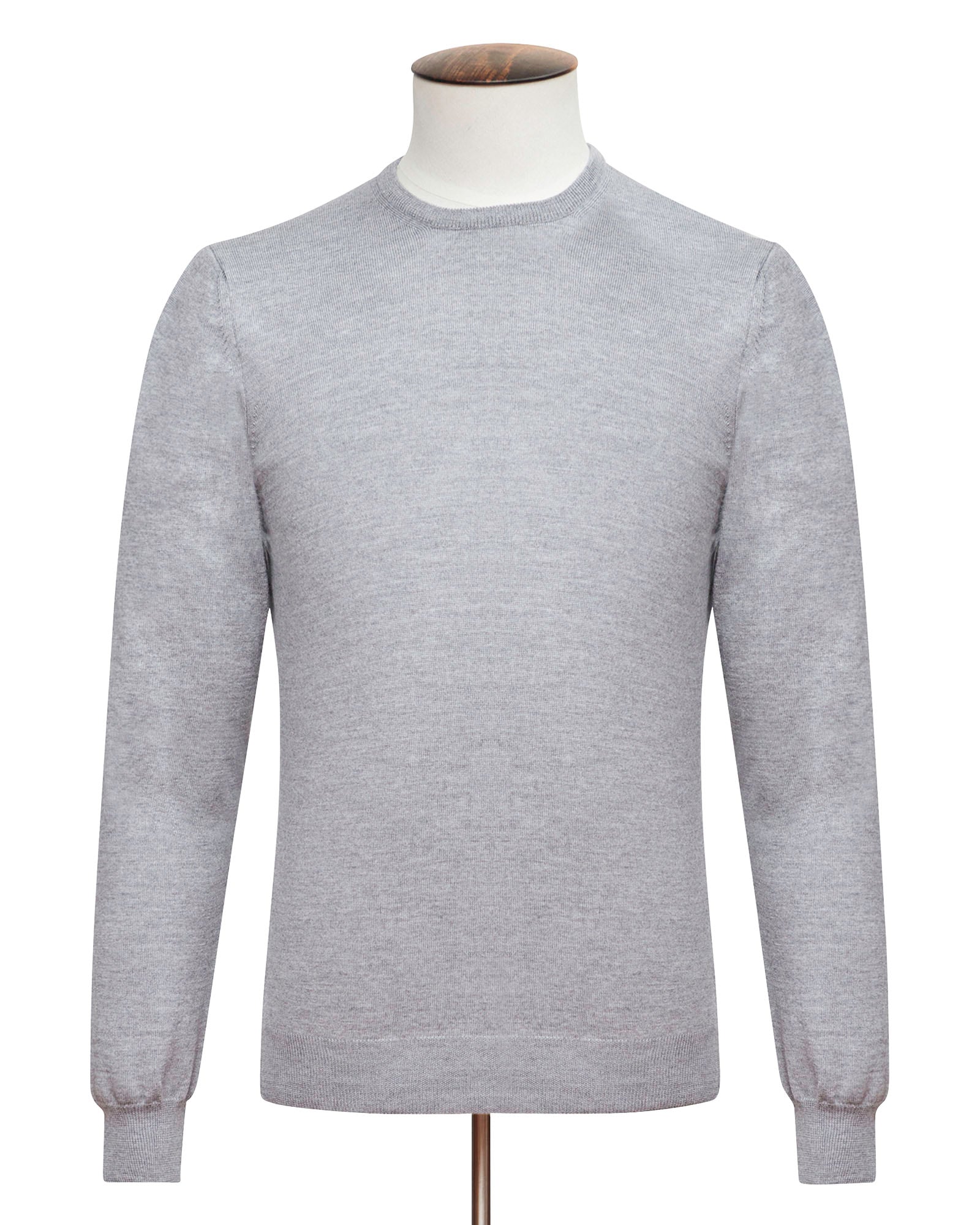 Light Grey Merino Knit Crew Neck Sweater