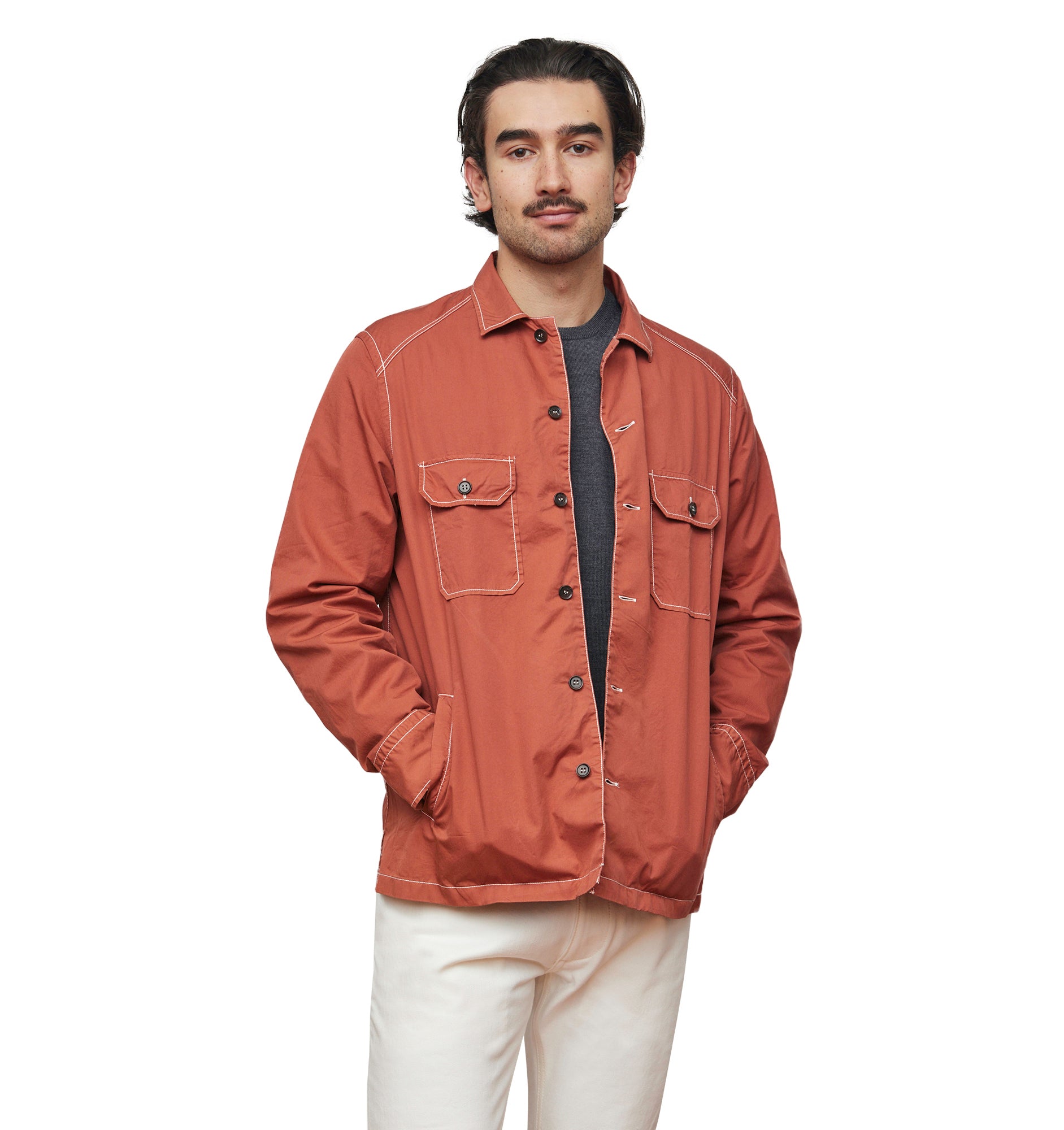 Burnt Orange Double Pocket Overshirt