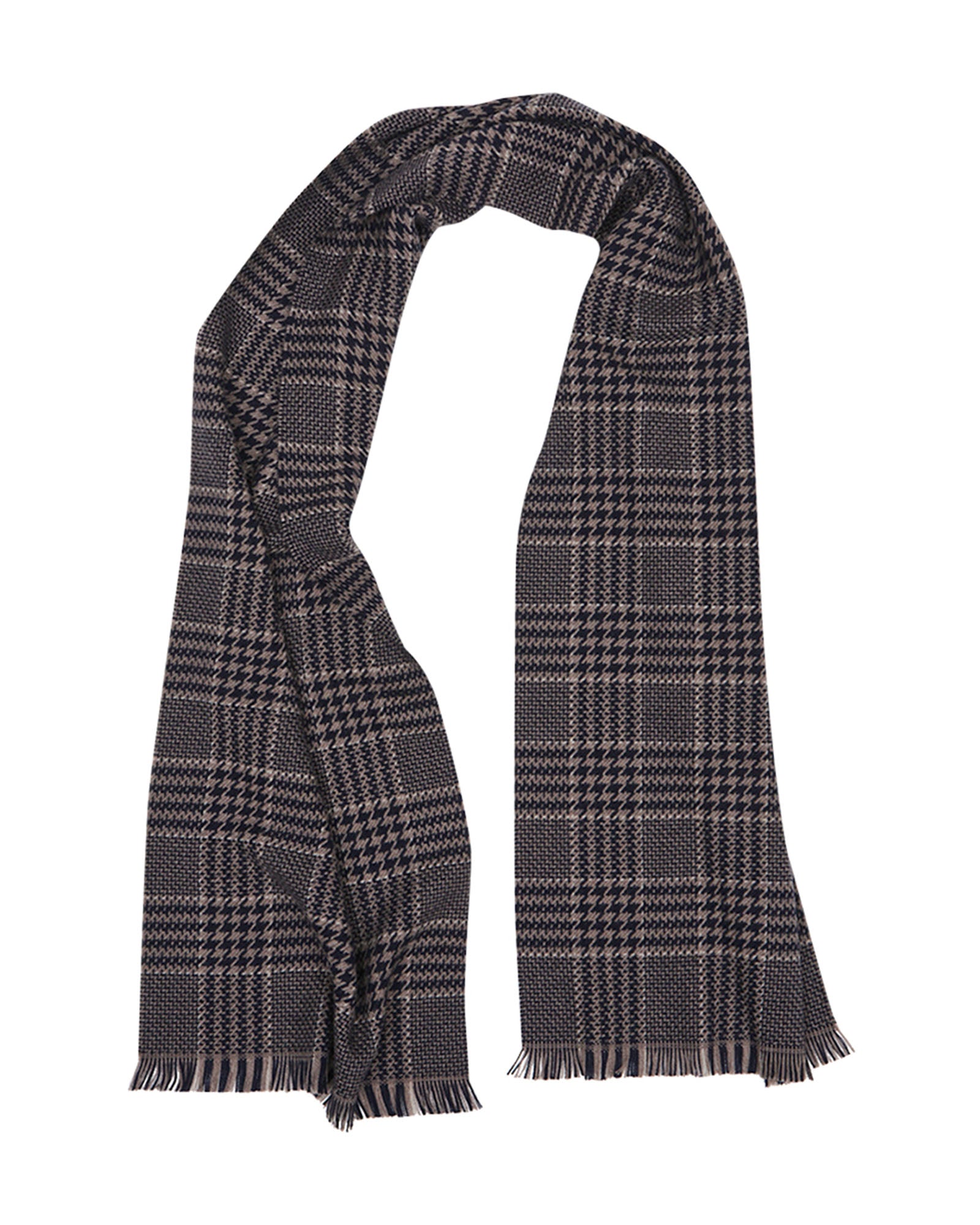 Black & Taupe Dupplin Check Wool Scarf