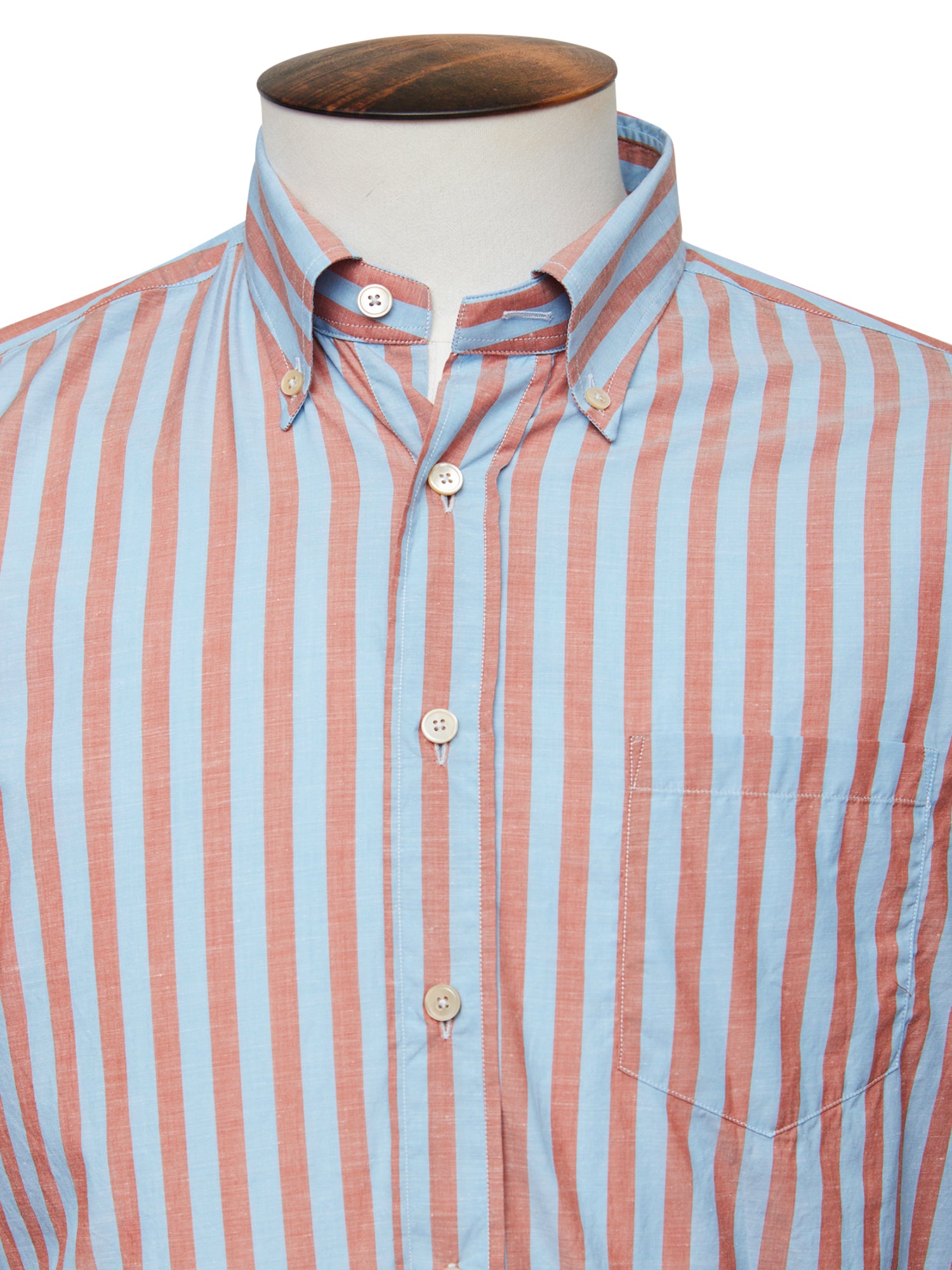 Cerulean Blue and Red Stripe Button Down Shirt