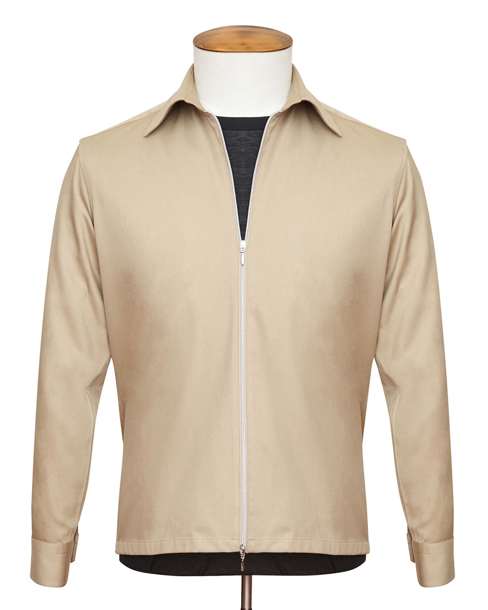 Ecru Drill Zip-Through Overshirt