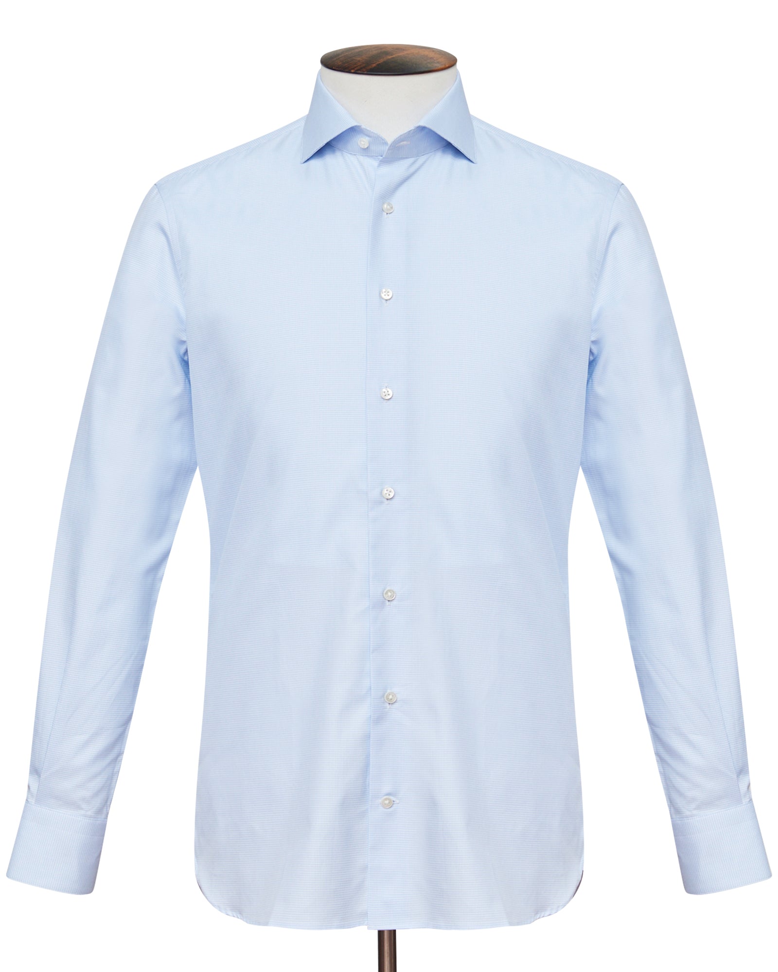 Light Blue Houndstooth Cutaway Collar Shirt