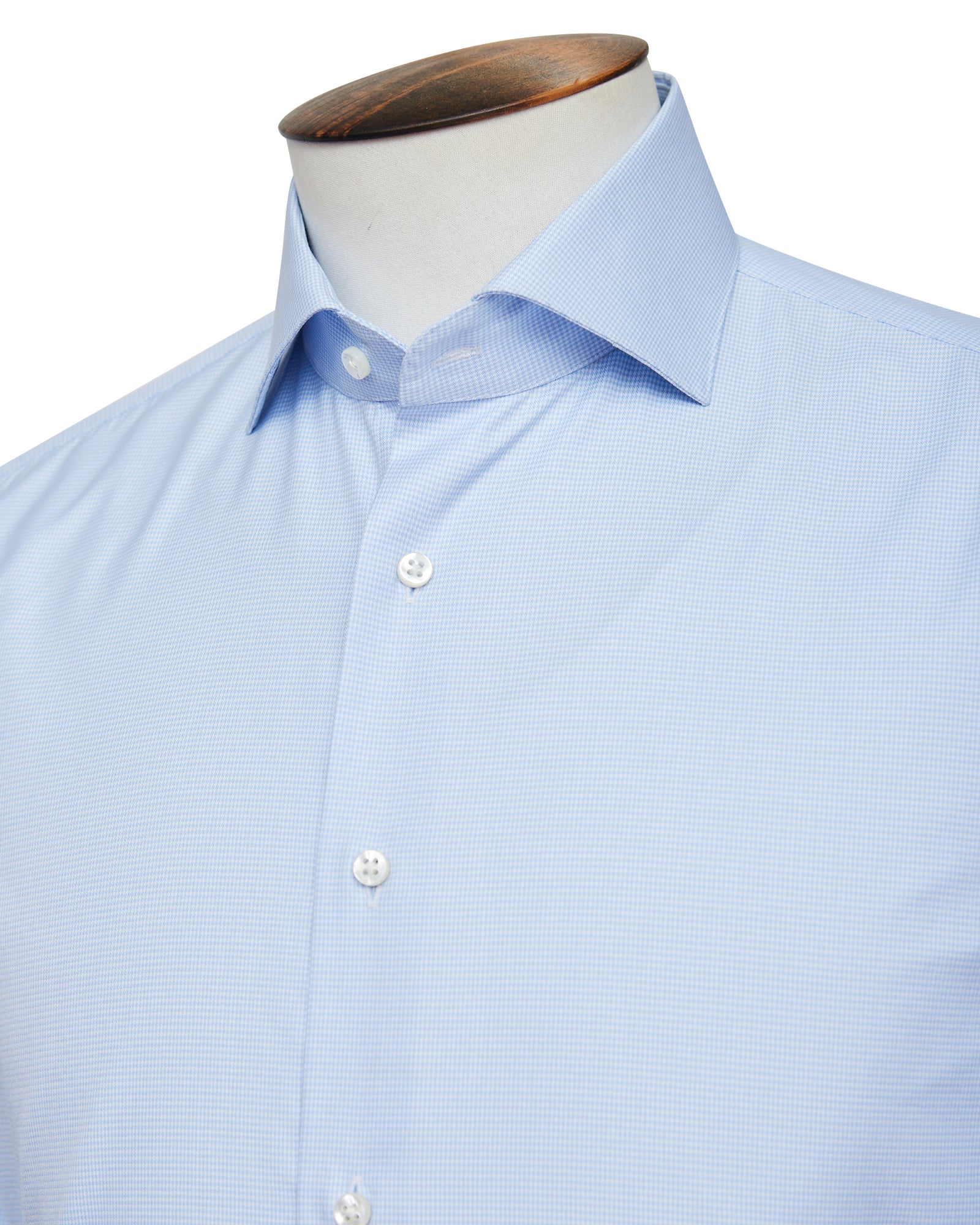 Light Blue Houndstooth Cutaway Collar Shirt