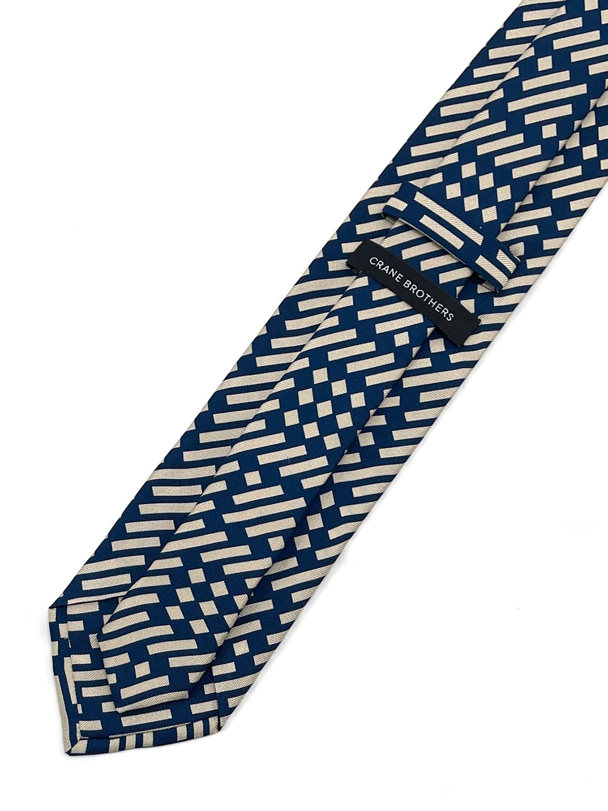 Mid Blue and Beige Print Tie