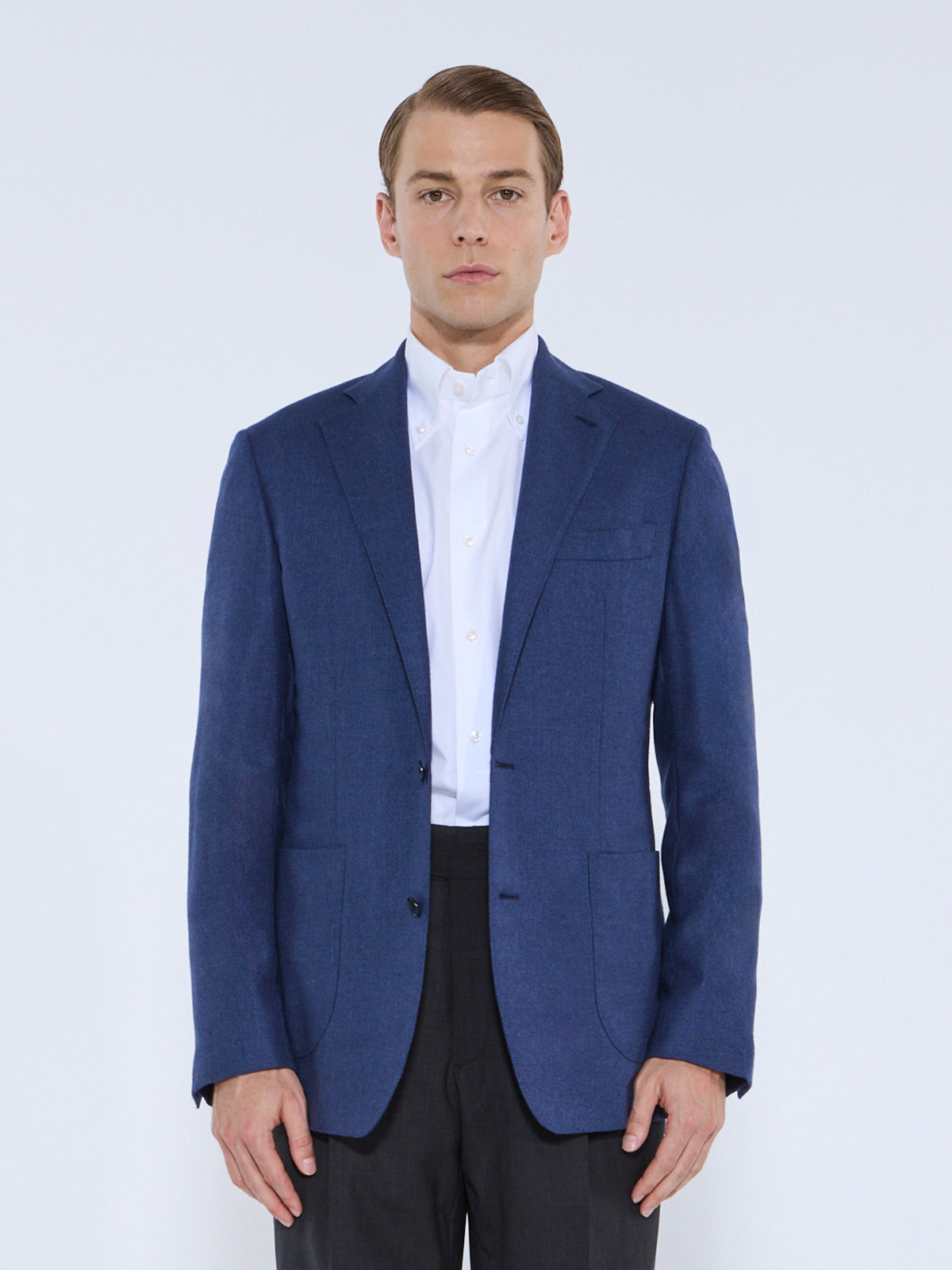 Adria Blazer - Indigo Silk & Wool Basketweave