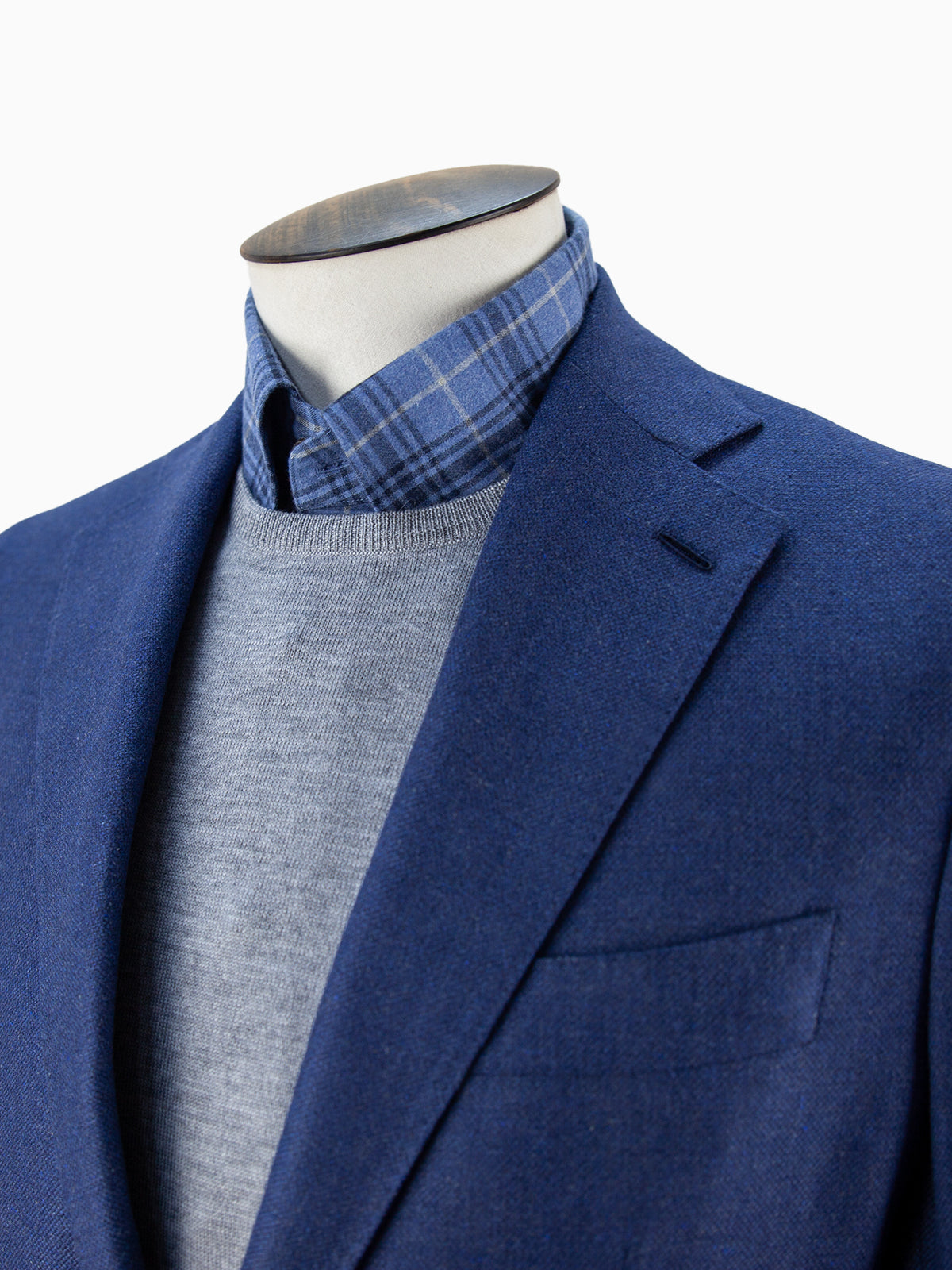 Adria Blazer - Indigo Silk & Wool Basketweave