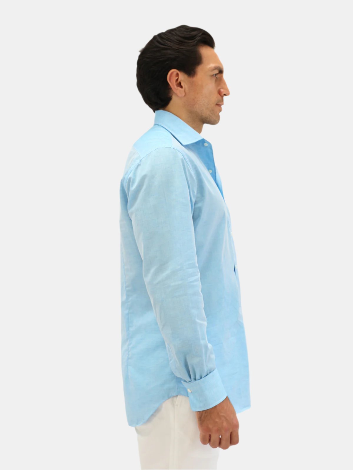 Amalfi Blue Long Sleeve Camp Collar Shirt