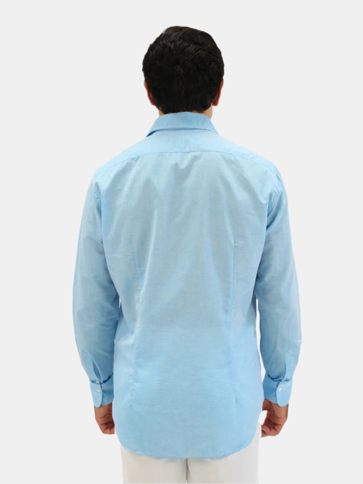 Amalfi Blue Long Sleeve Camp Collar Shirt