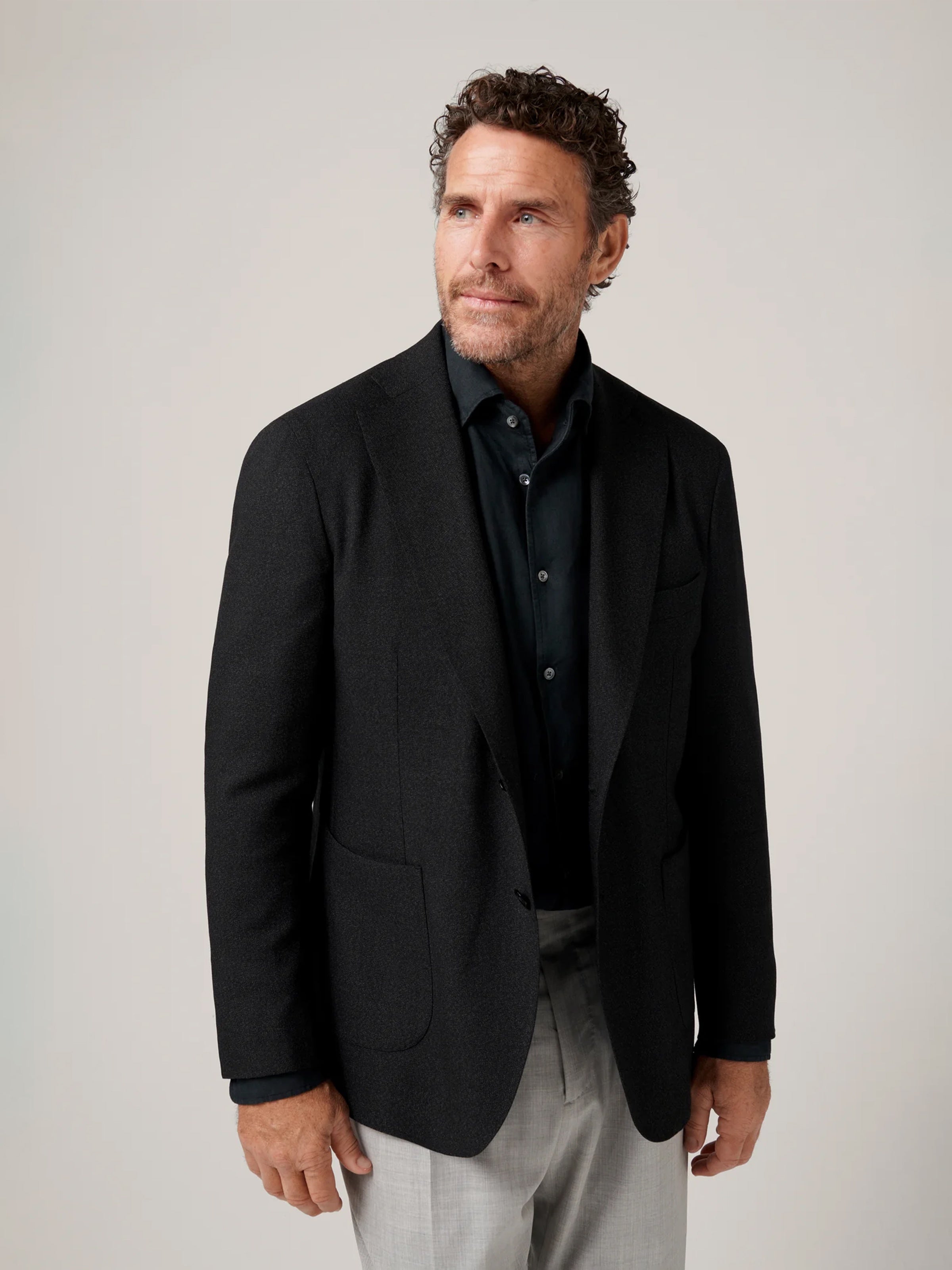 Christian Kimber Apollo Unconstructed Hopsack Blazer - Charcoal
