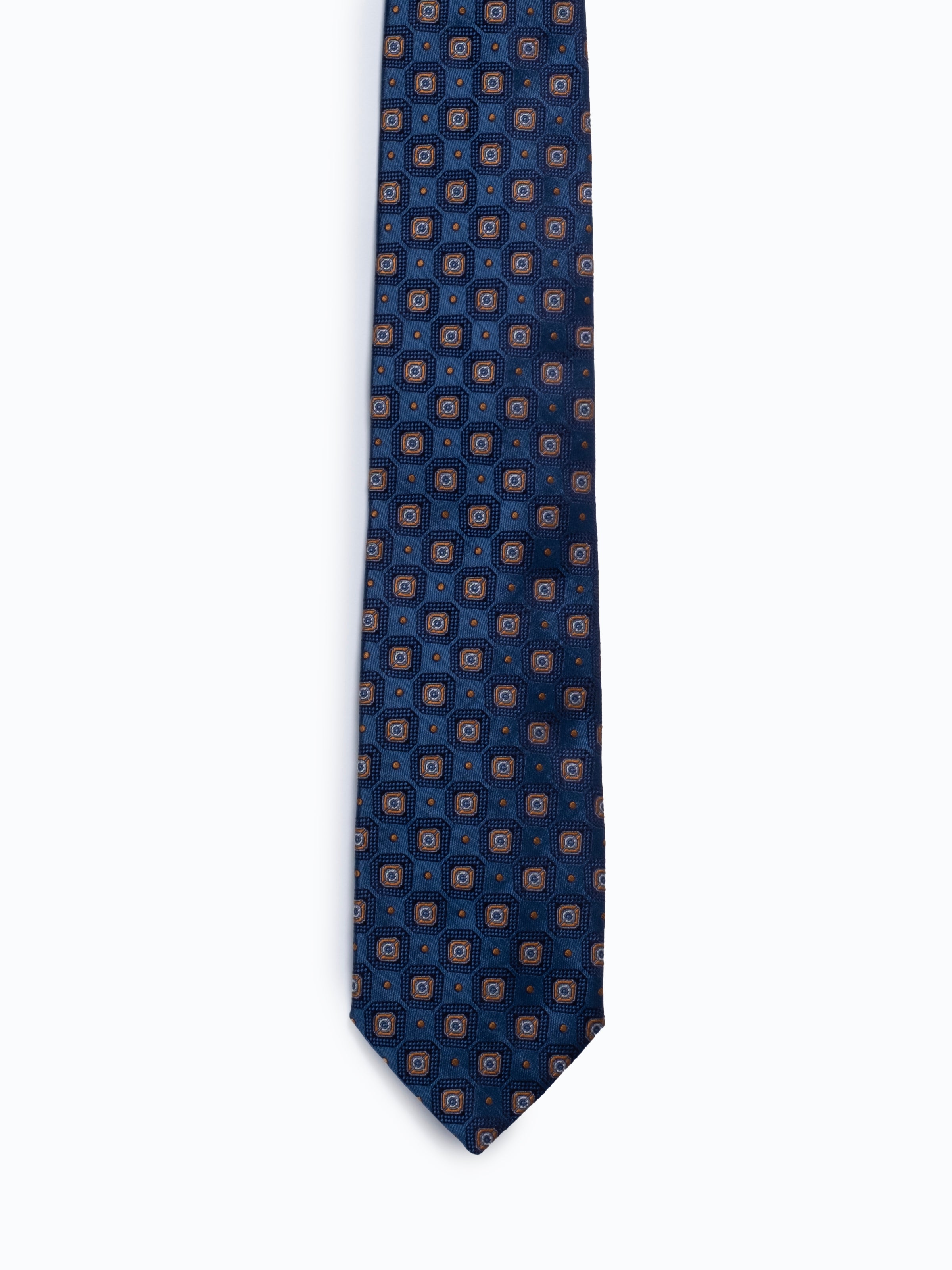 Augustus Gold Tile Silk Tie - Peacock