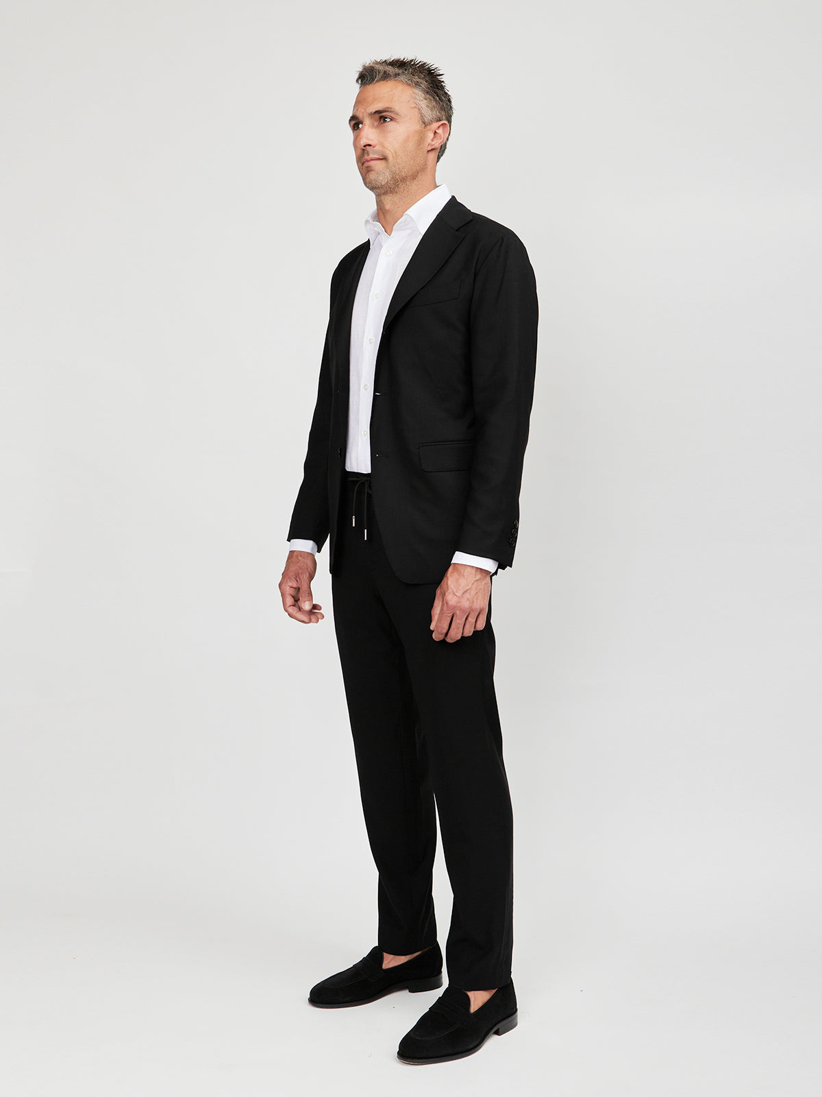 Black Hopsack Slack Suit