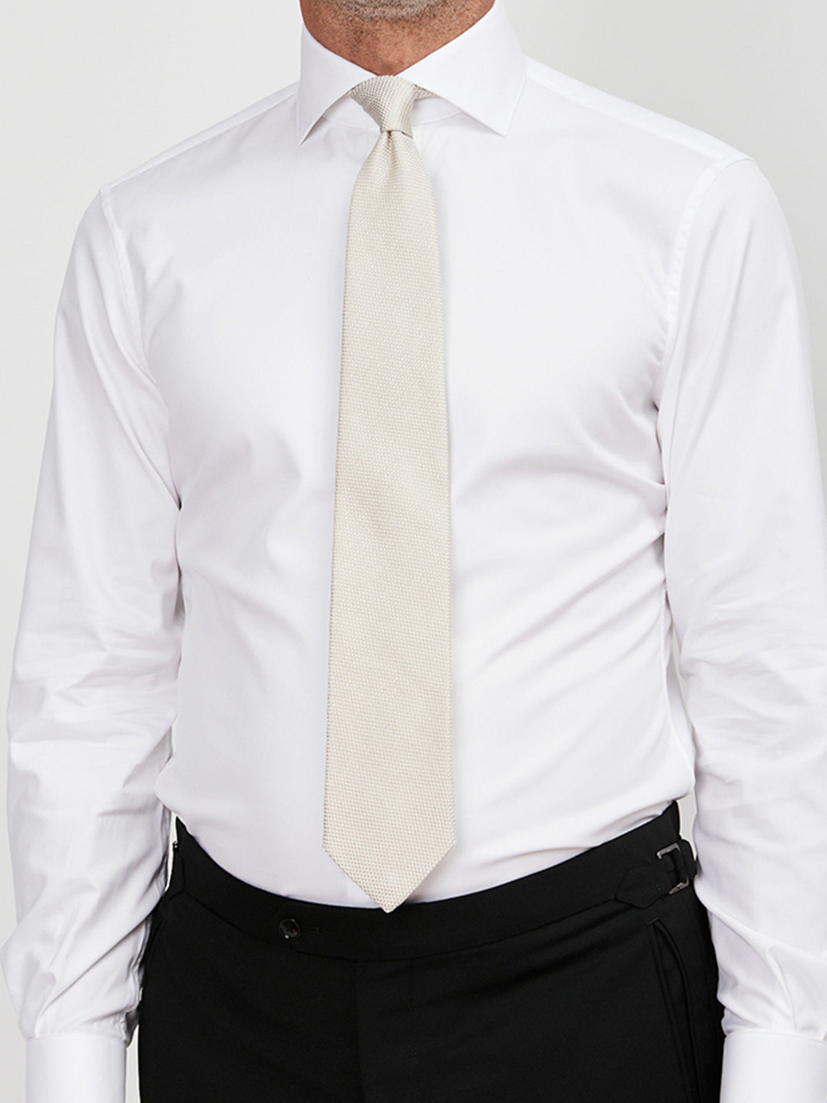 Beige & White Grenadine Tie