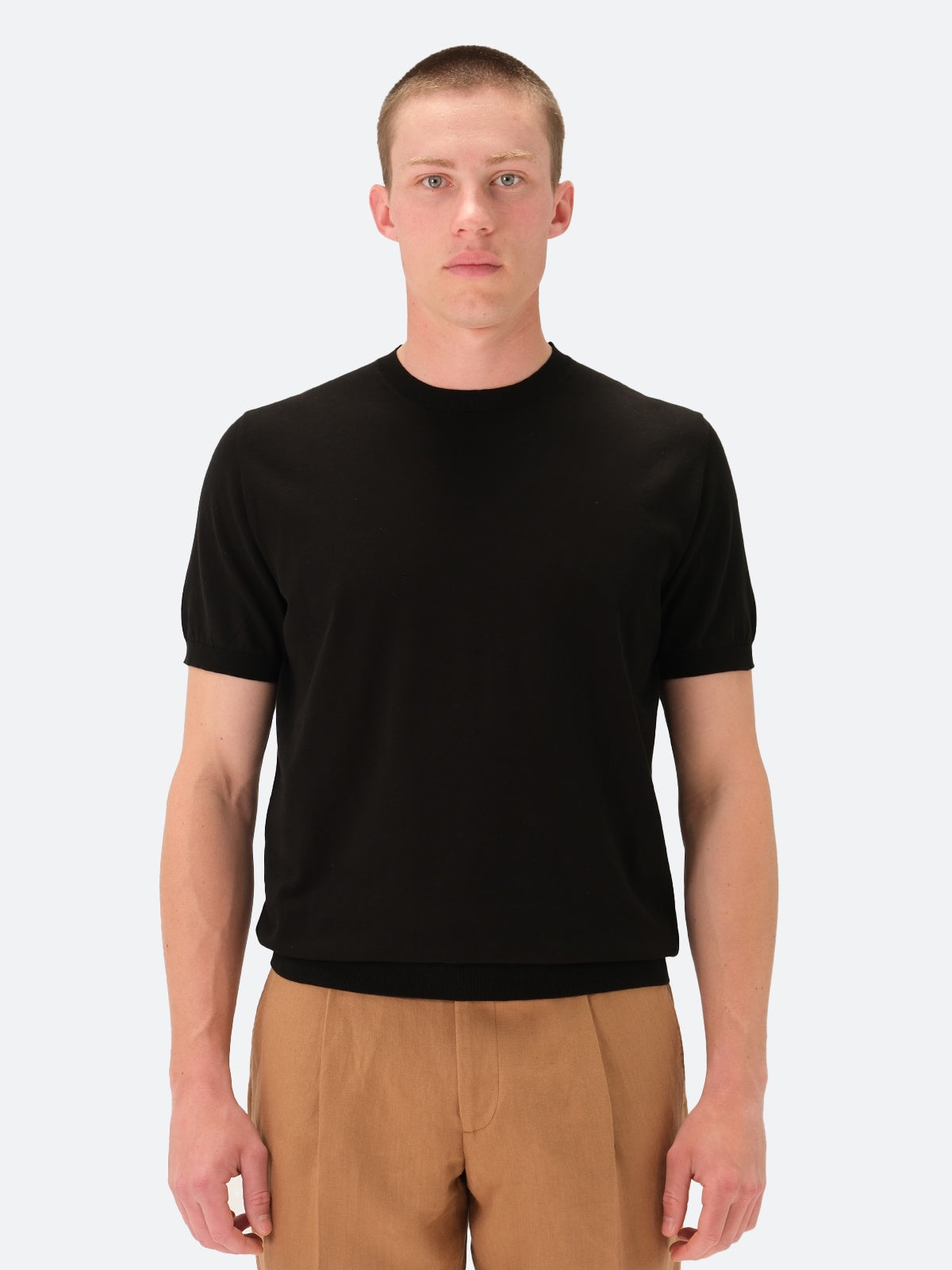 Como Cooling Ribbed T-Shirt Cotton Black