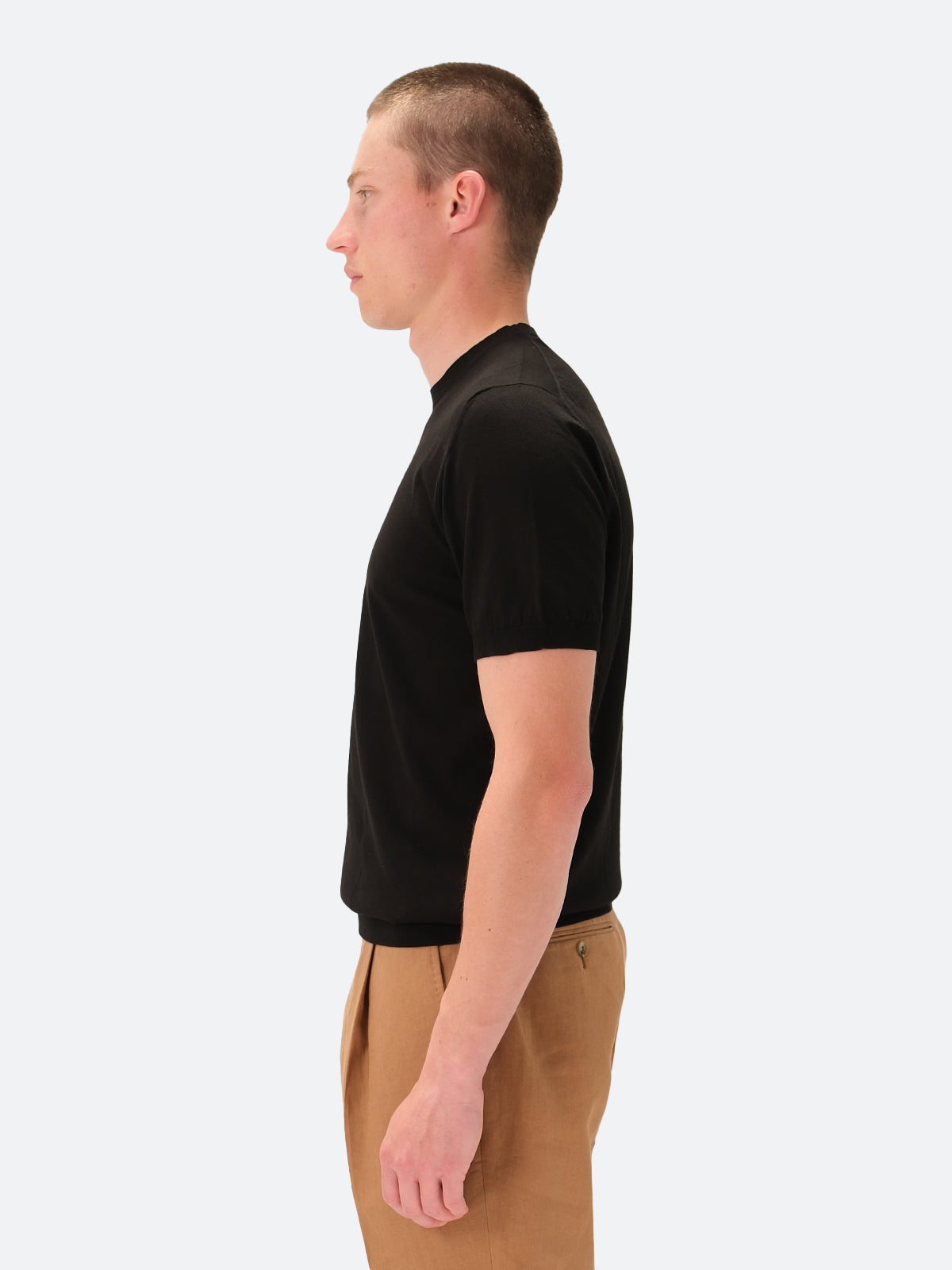 Como Cooling Ribbed T-Shirt Cotton Black