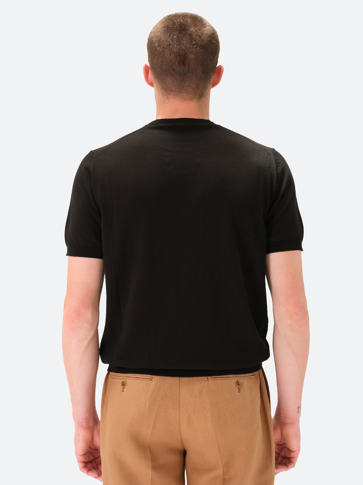 Como Cooling Ribbed T-Shirt Cotton Black