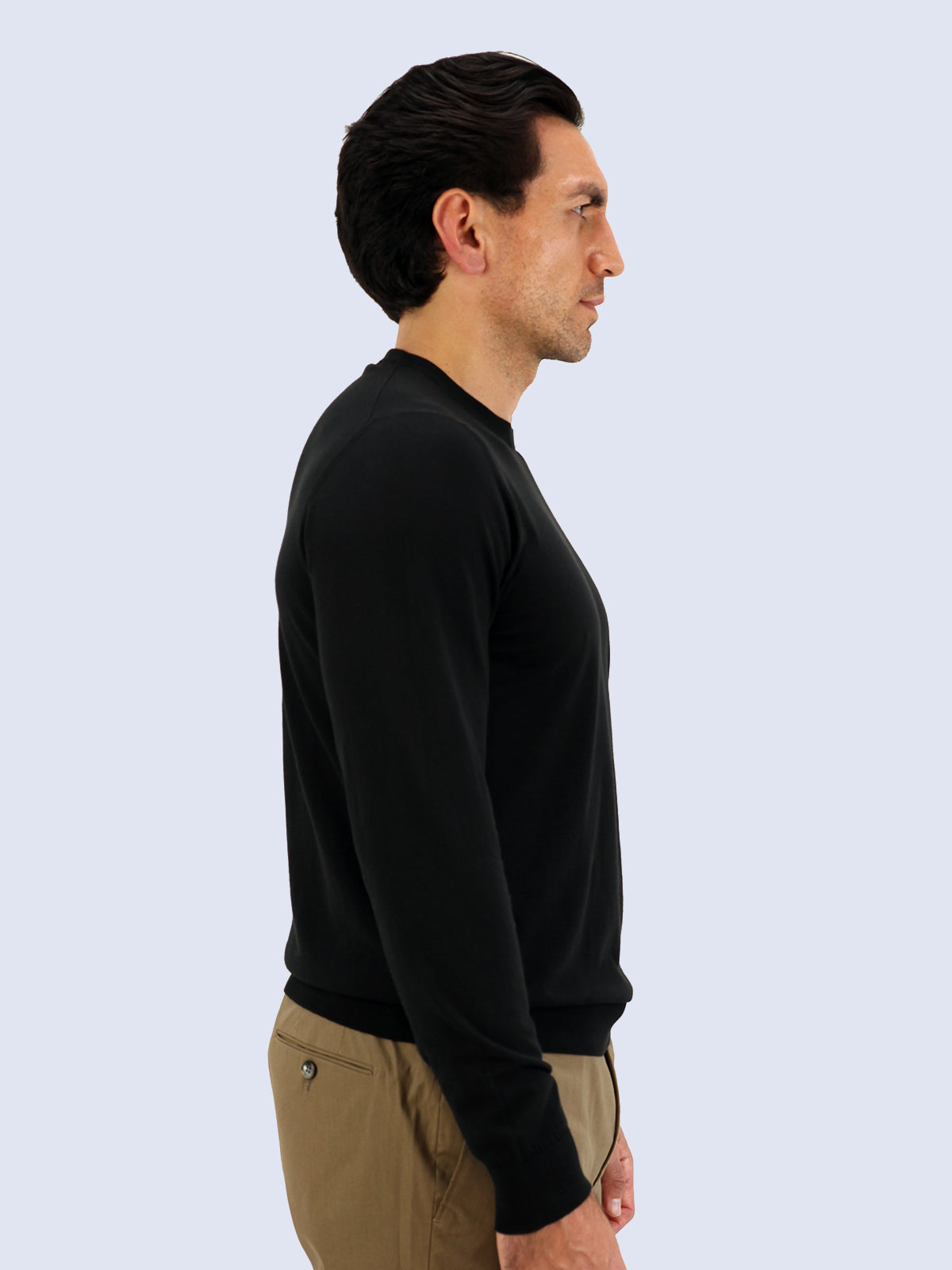 Lugano Ribbed Crewneck Cotton Black