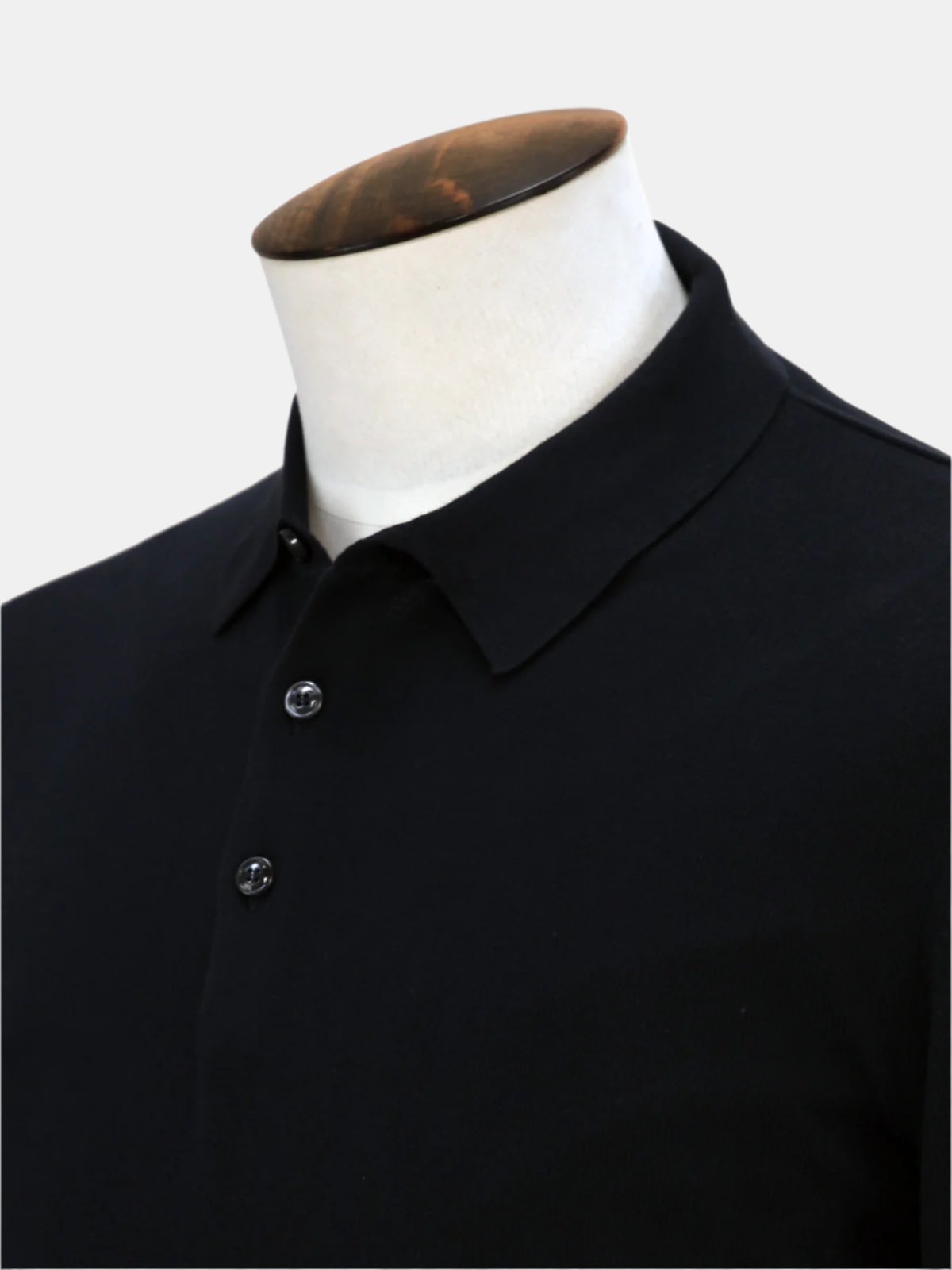 Riva Ribbed Short Sleeve Polo Cotton Black